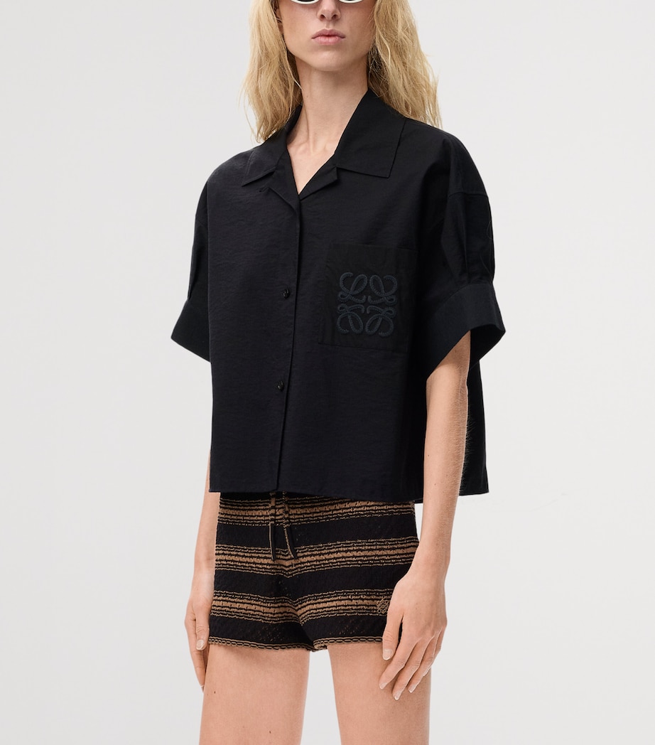 LOEWE Womens x Paula's Ibiza Anagram Short-Sleeve Shirt Black Image 3
