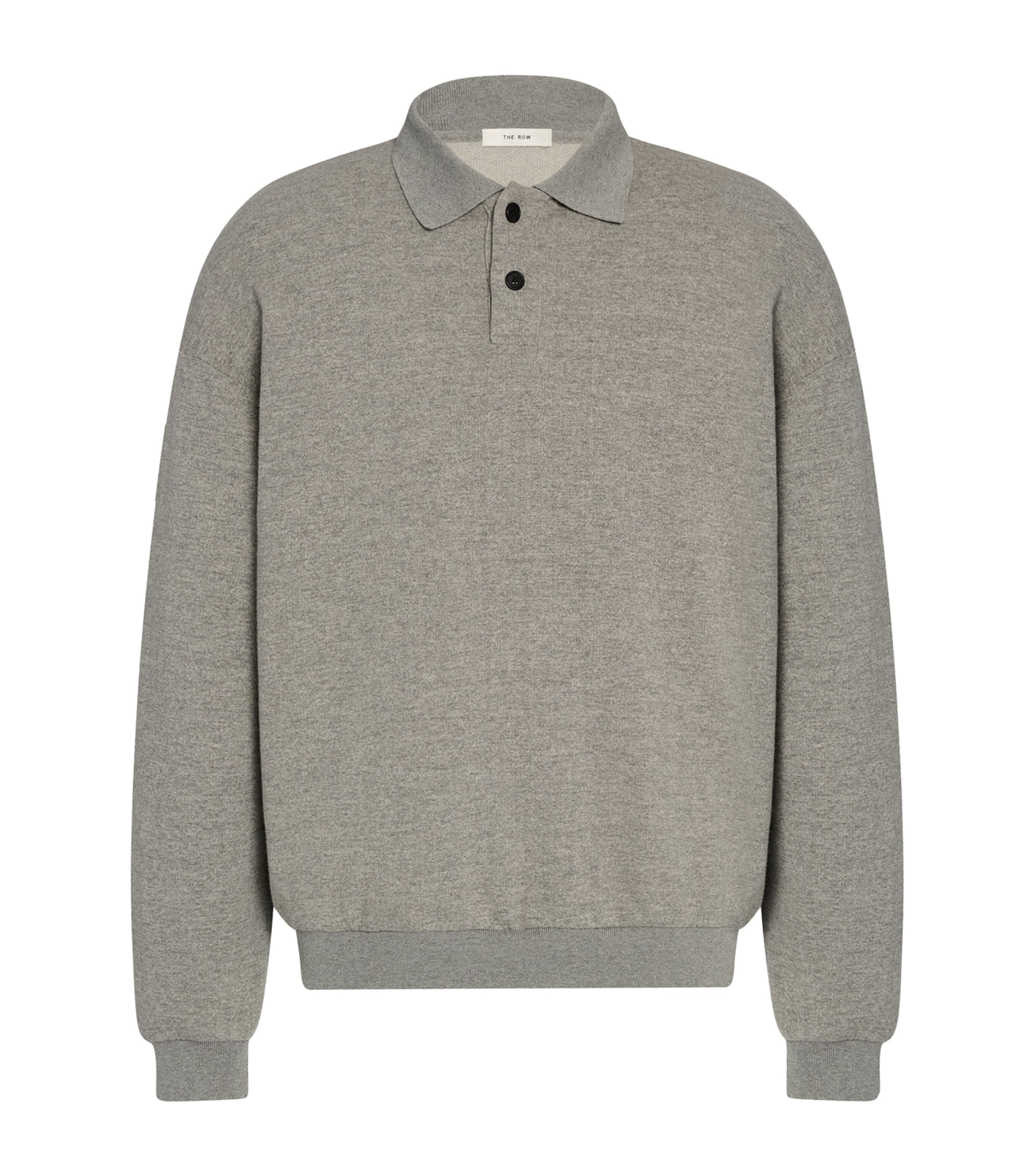 The Row Mens Ry Cotton Collared Sweater Grey Melange Image 1
