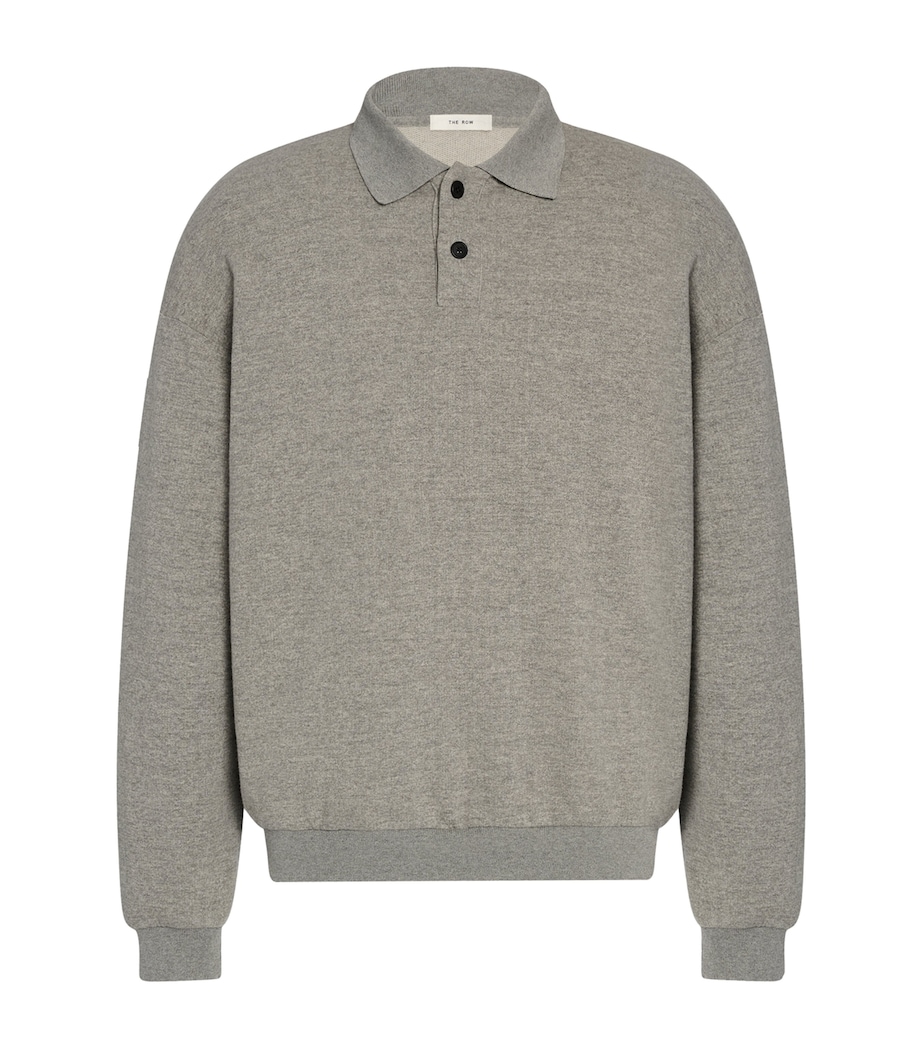 The Row Mens Ry Cotton Collared Sweater Grey Melange Image 1