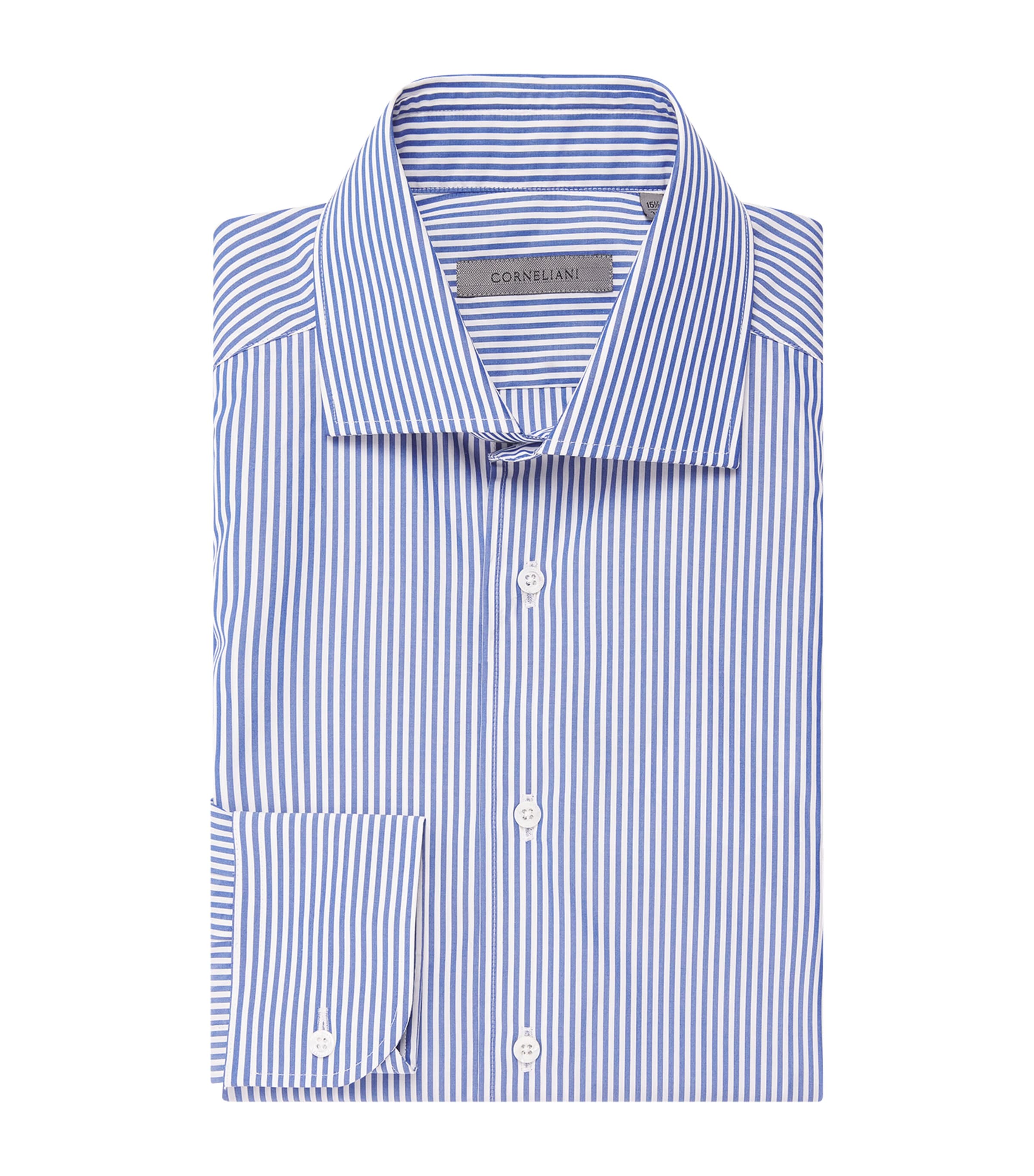 Corneliani Mens Cotton Stripe Shirt Blue Image 1