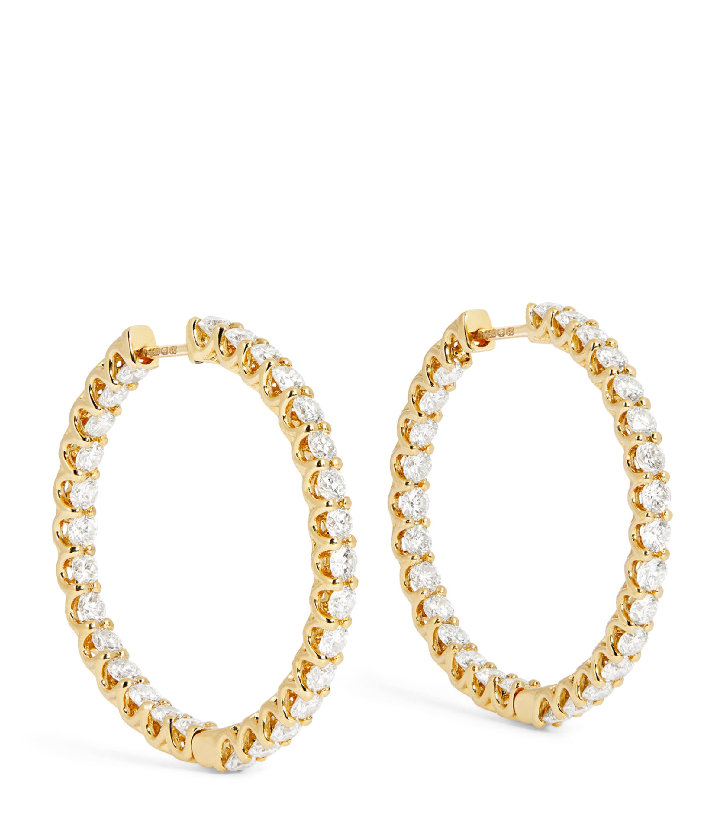 Harrods Yellow Gold And Diamond Hoop Earrings In Gold