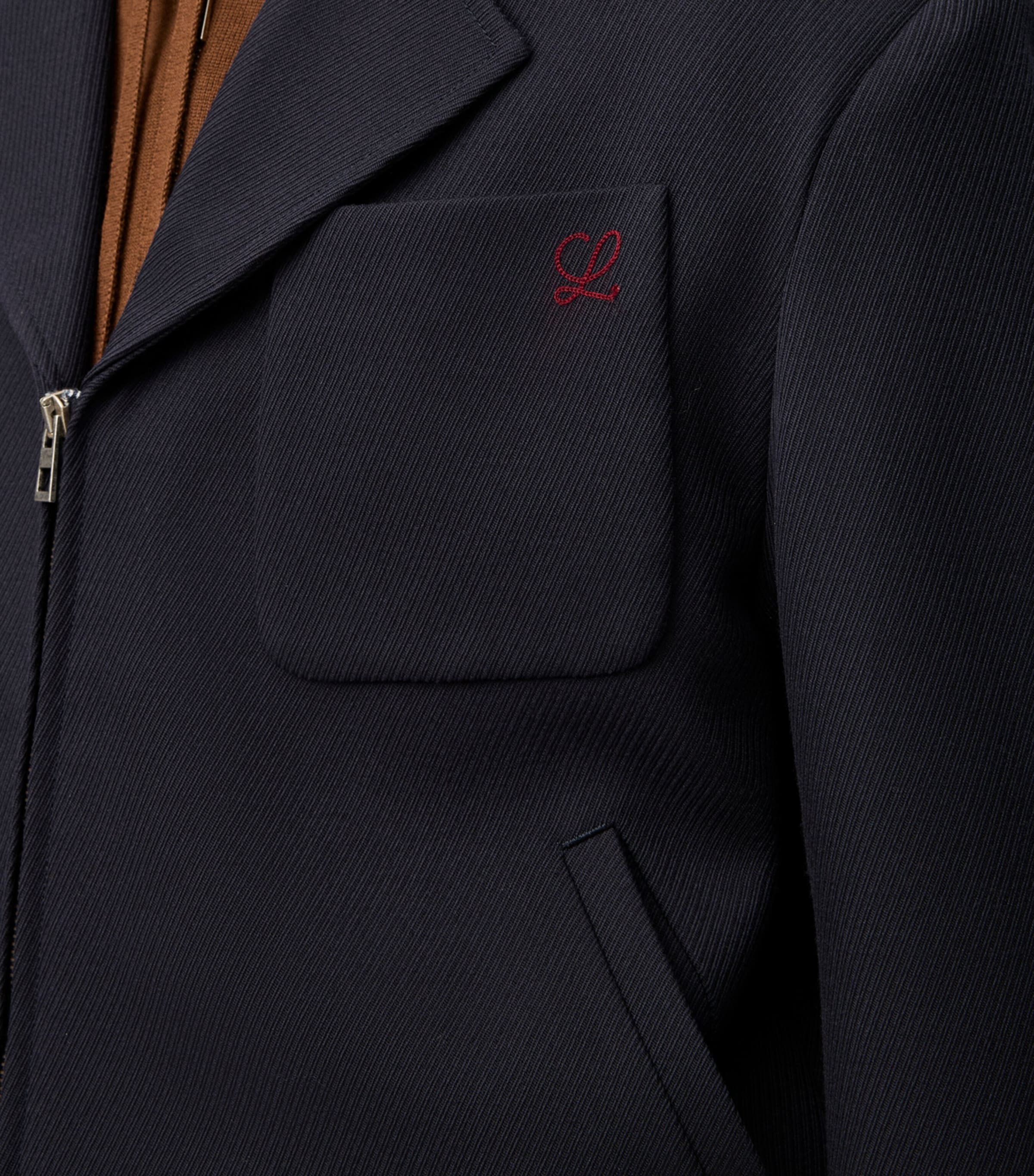 Wool Collared Zip-Up Jacket DARK NAVY BLUE Image 5