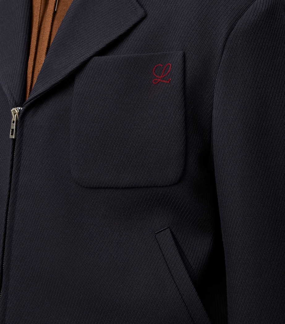 Wool Collared Zip-Up Jacket DARK NAVY BLUE Image 5