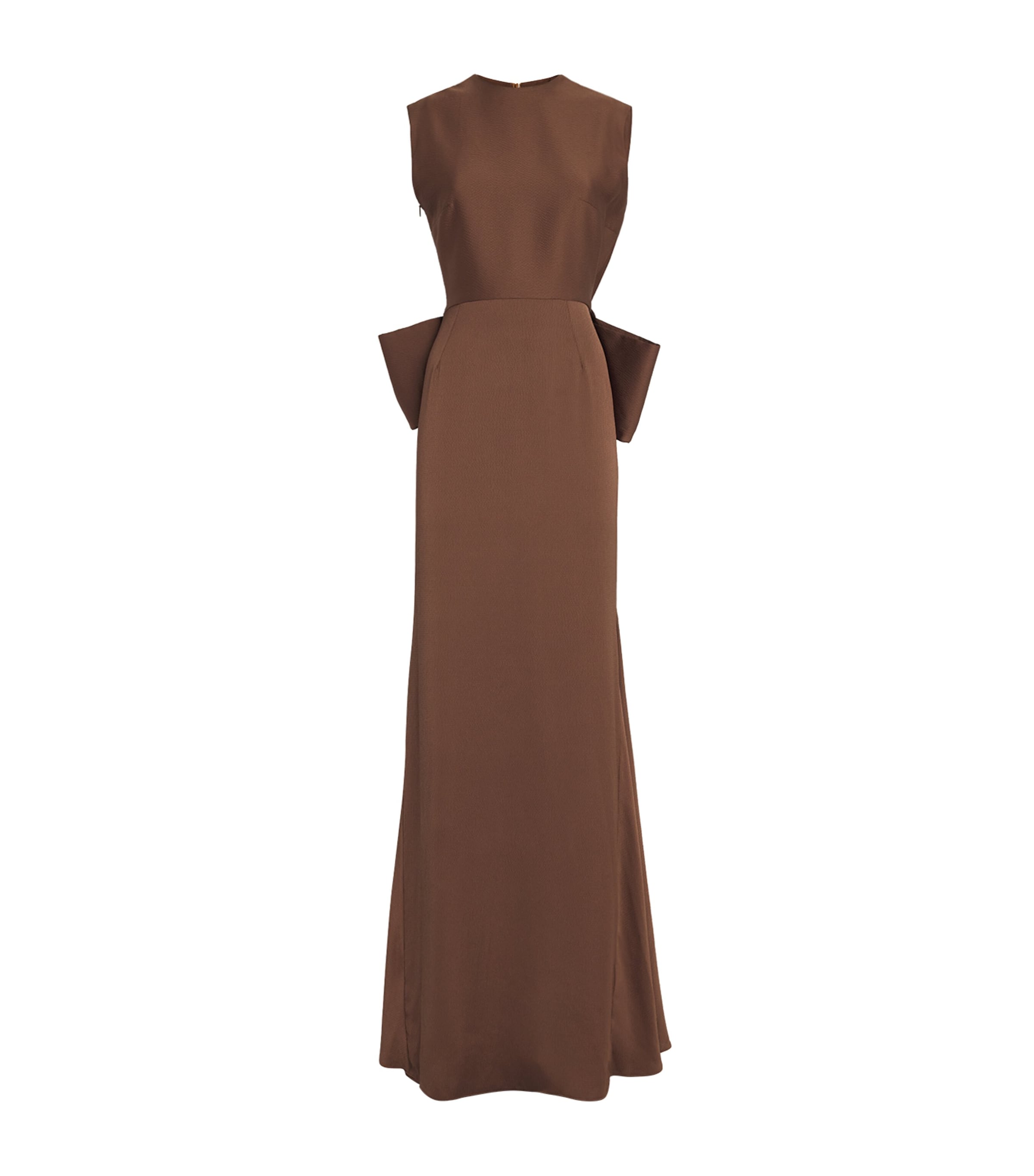 Edeline Lee Charmeuse Bow Gown In Brown