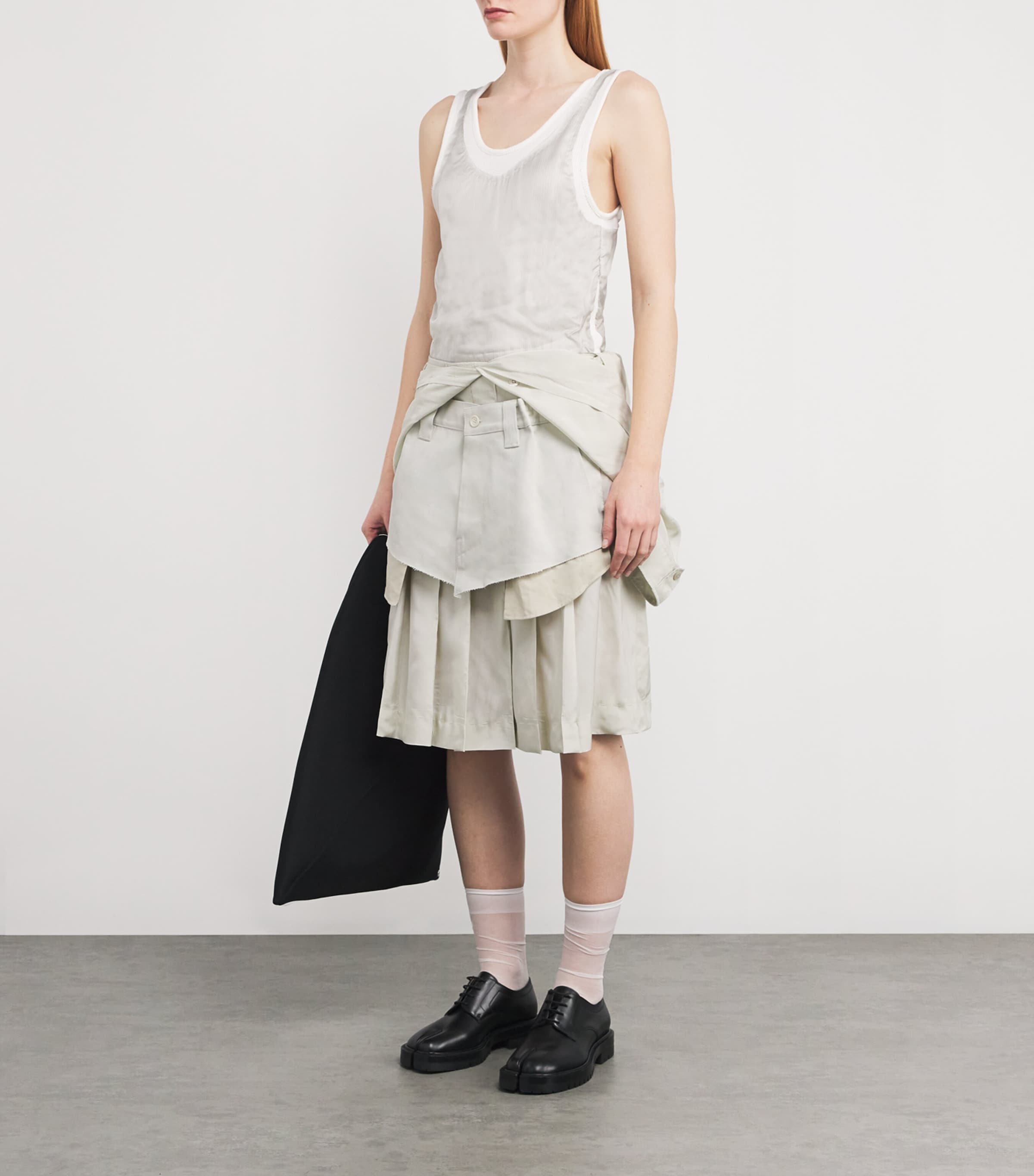 Maison Margiela Womens Layered Convertible Midi Dress Healing Aloe And Pearl Image 2