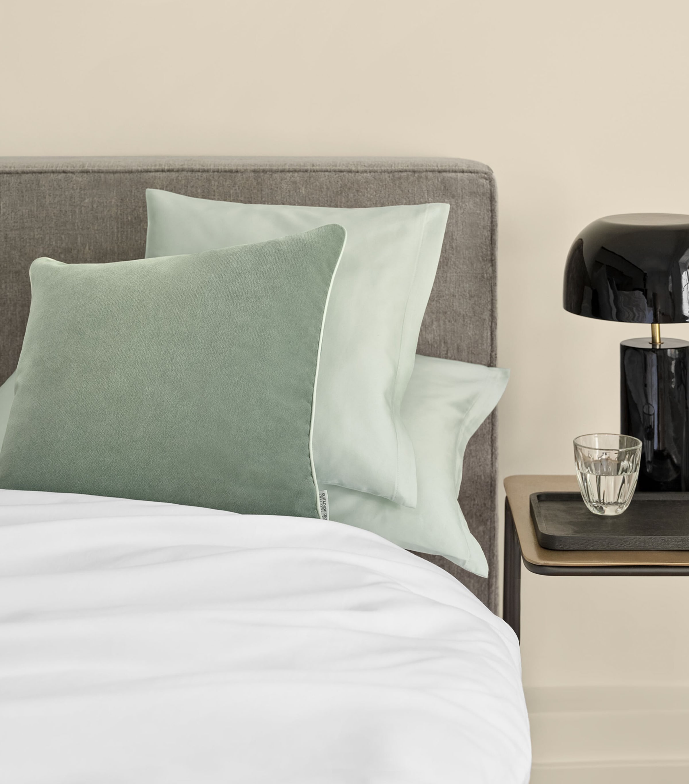 Velvet Elodie Cushion (40cm x 40cm) SAGE Image 2