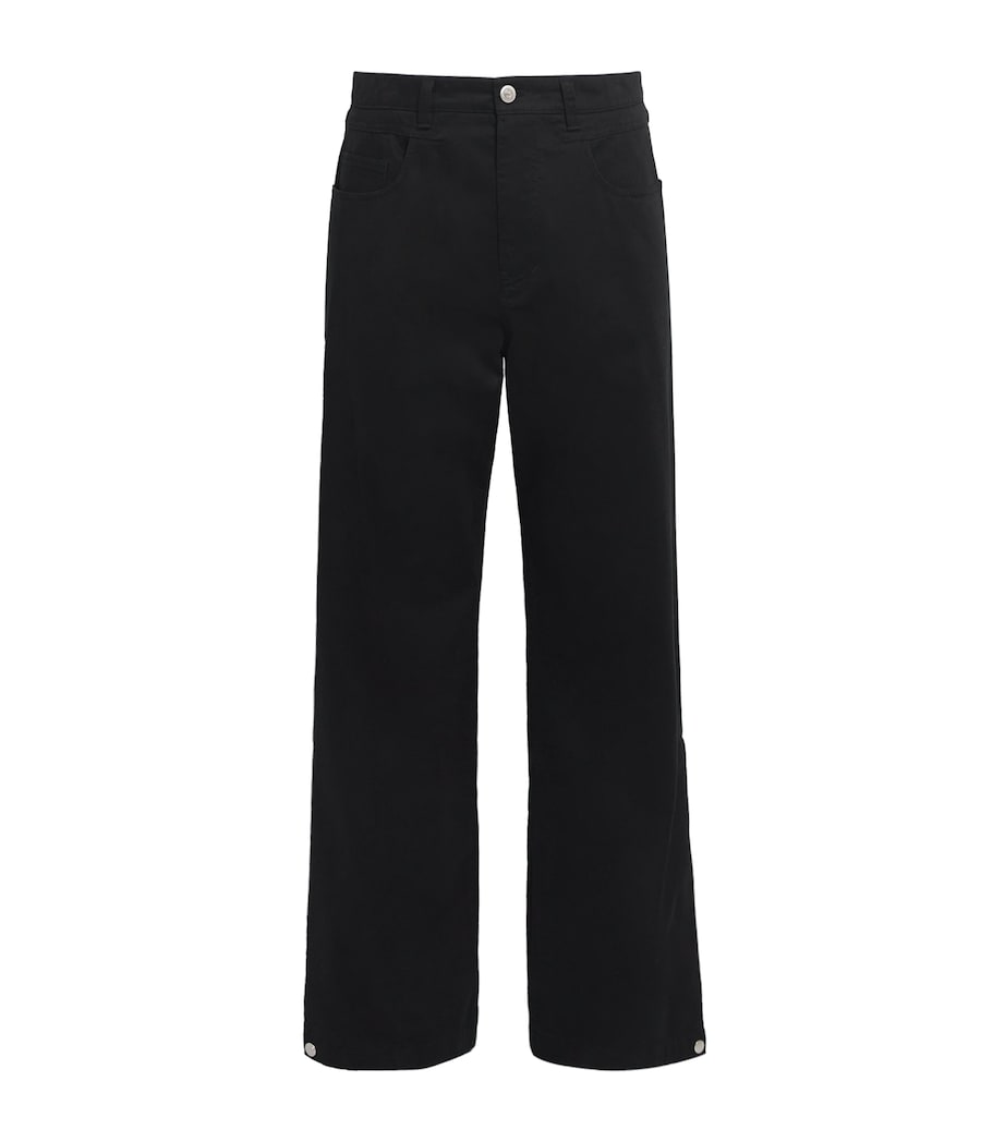 System Mens Cotton-Blend Side-Pleated Trousers Black Image 1