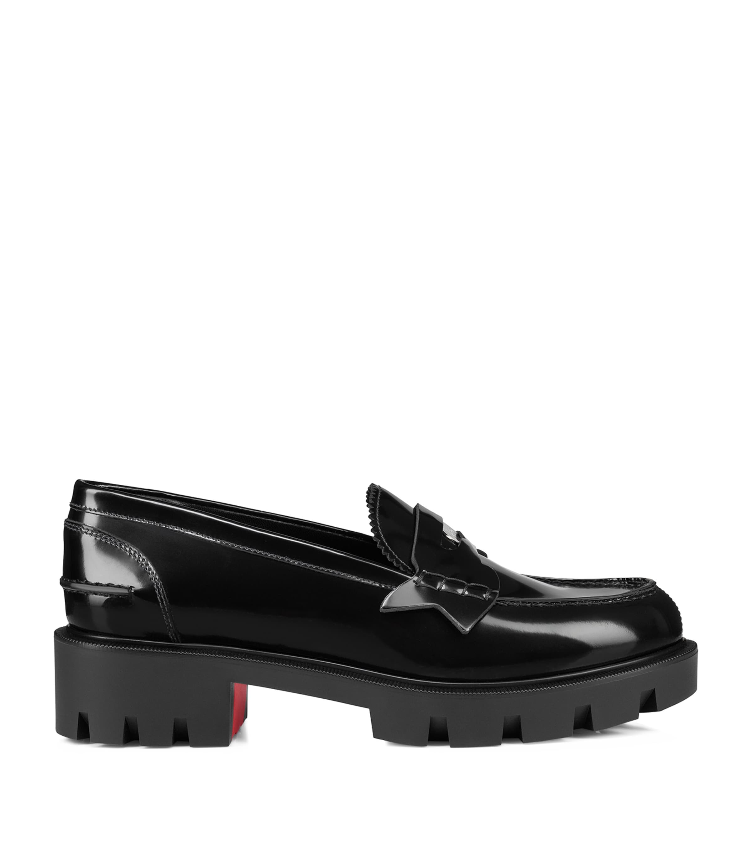 Christian Louboutin Donna Patent Red Sole Penny Loafers In Red