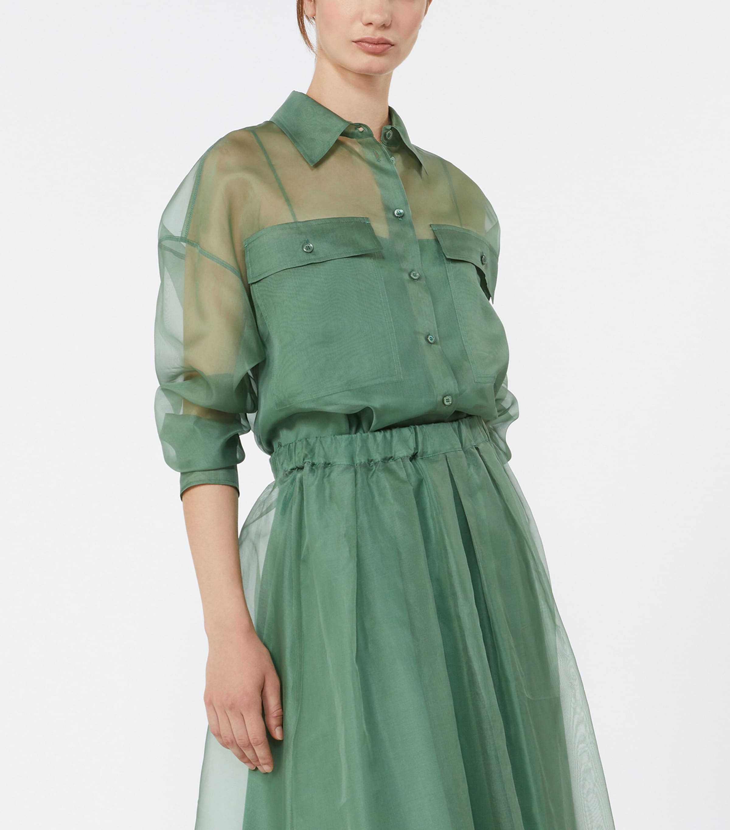 Weekend Max Mara Womens Silk Organza Shirt Green Image 5
