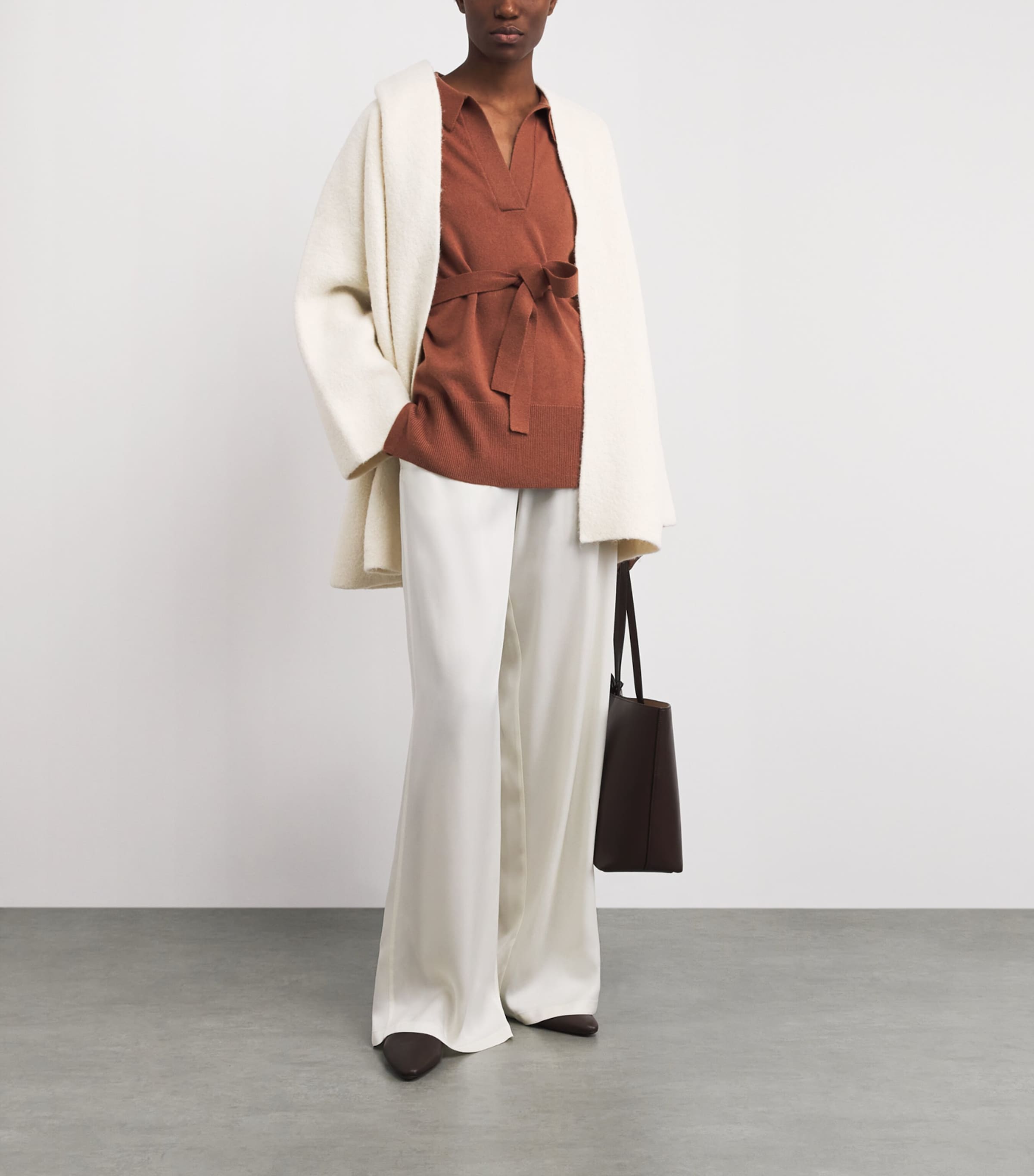 Lauren Manoogian Womens Alpaca-Merino Double-Faced Scarf Coat Raw White Image 2