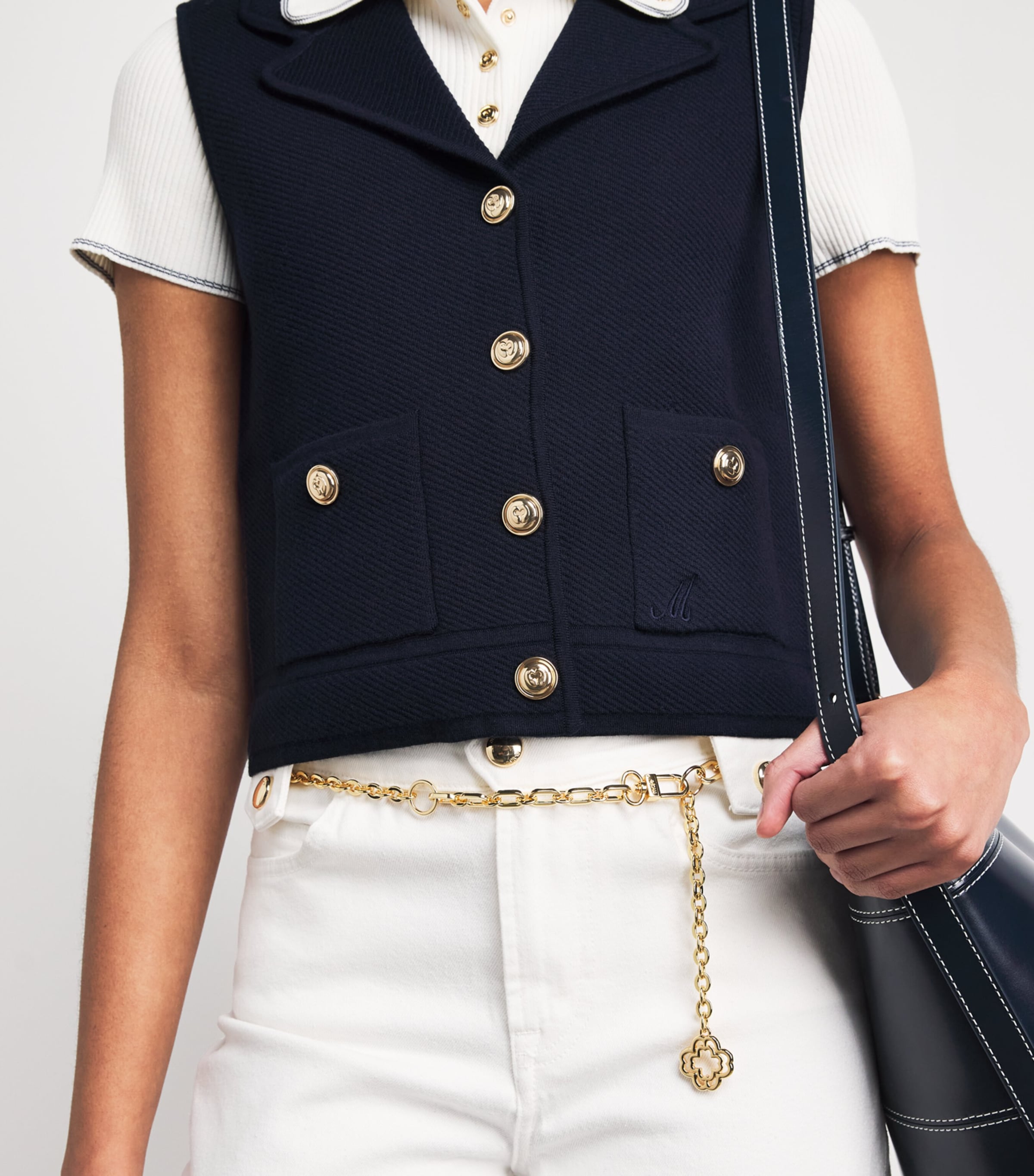 Maje Womens Sleeveless Waistcoat Navy Image 3