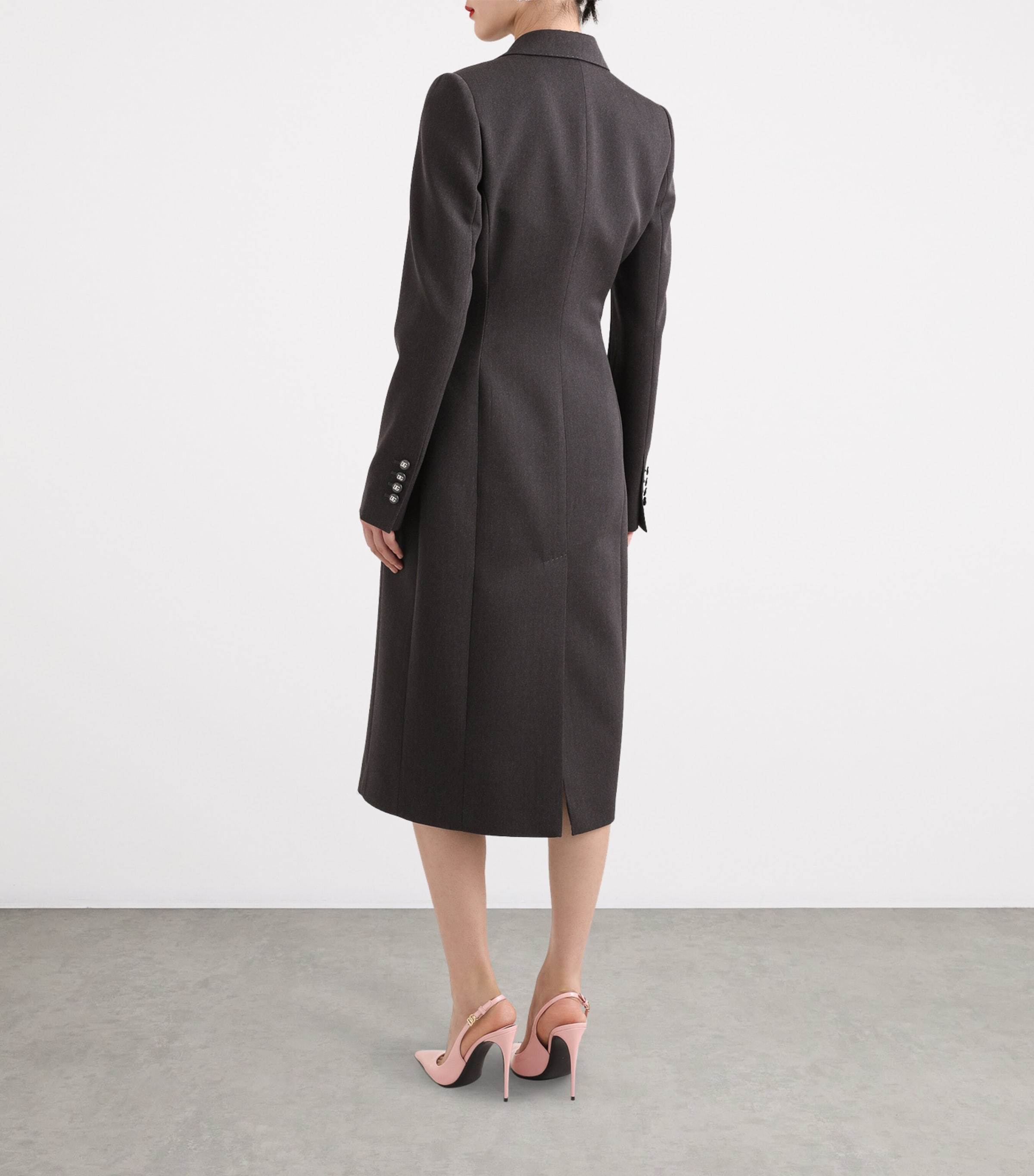 Virgin Wool Logo-Button Overcoat S8290-MELANGE GREY Image 3