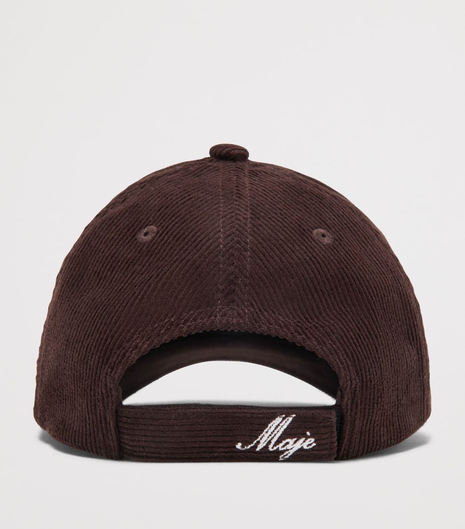 Maje Corduroy Logo Baseball Cap Dark Brown Image 5