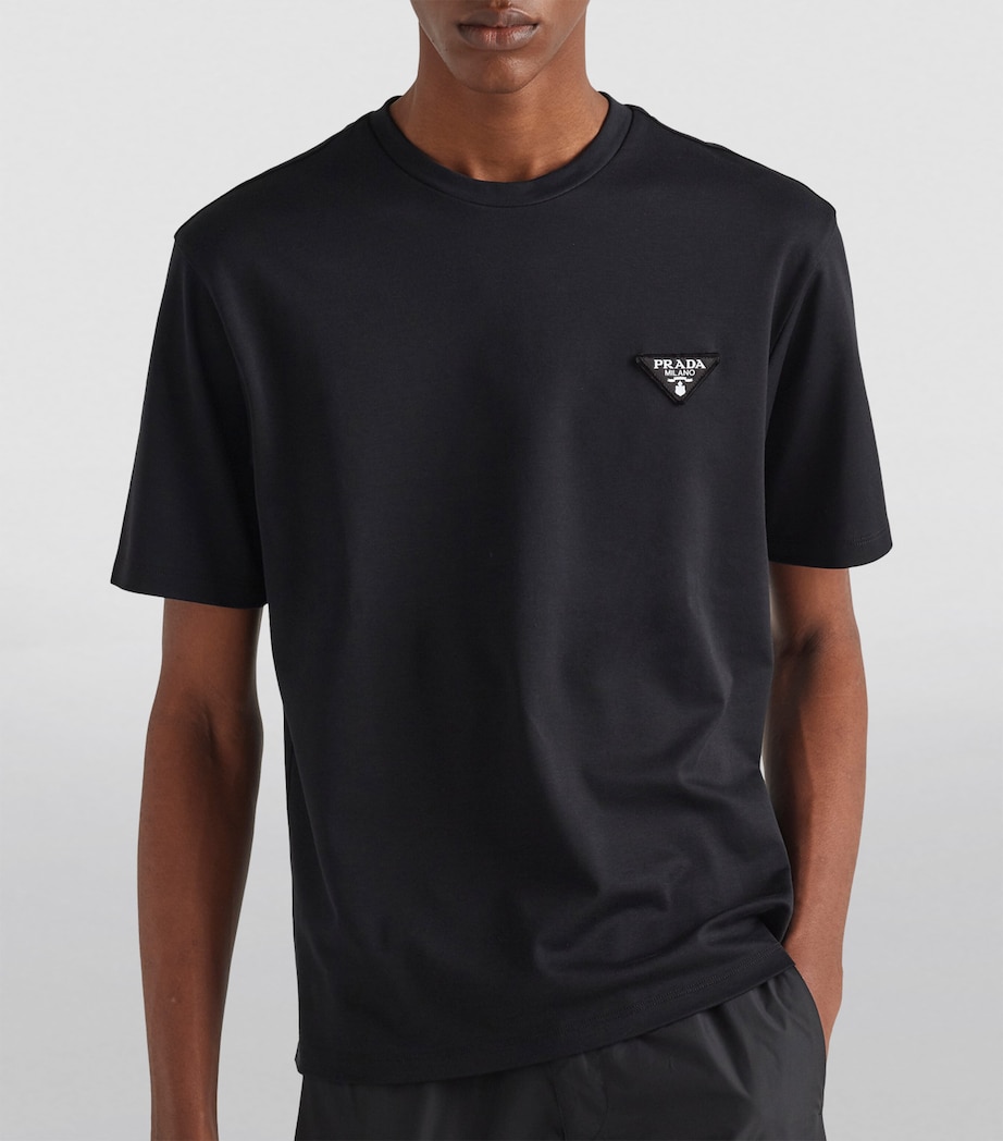 Prada Mens Triangle-Patch T-Shirt Image 3