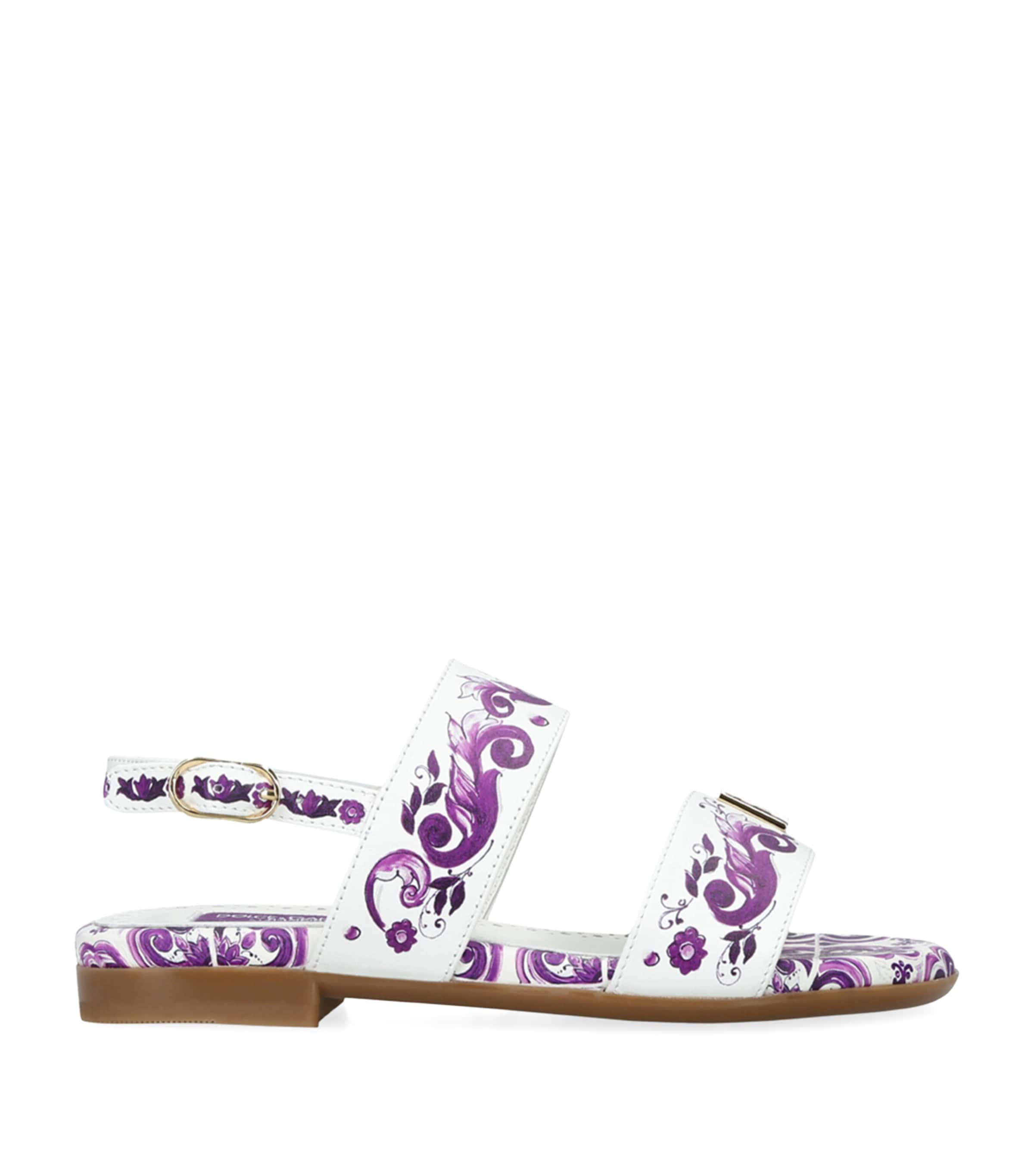 Dolce & Gabbana Majolica-print Sandals In Purple
