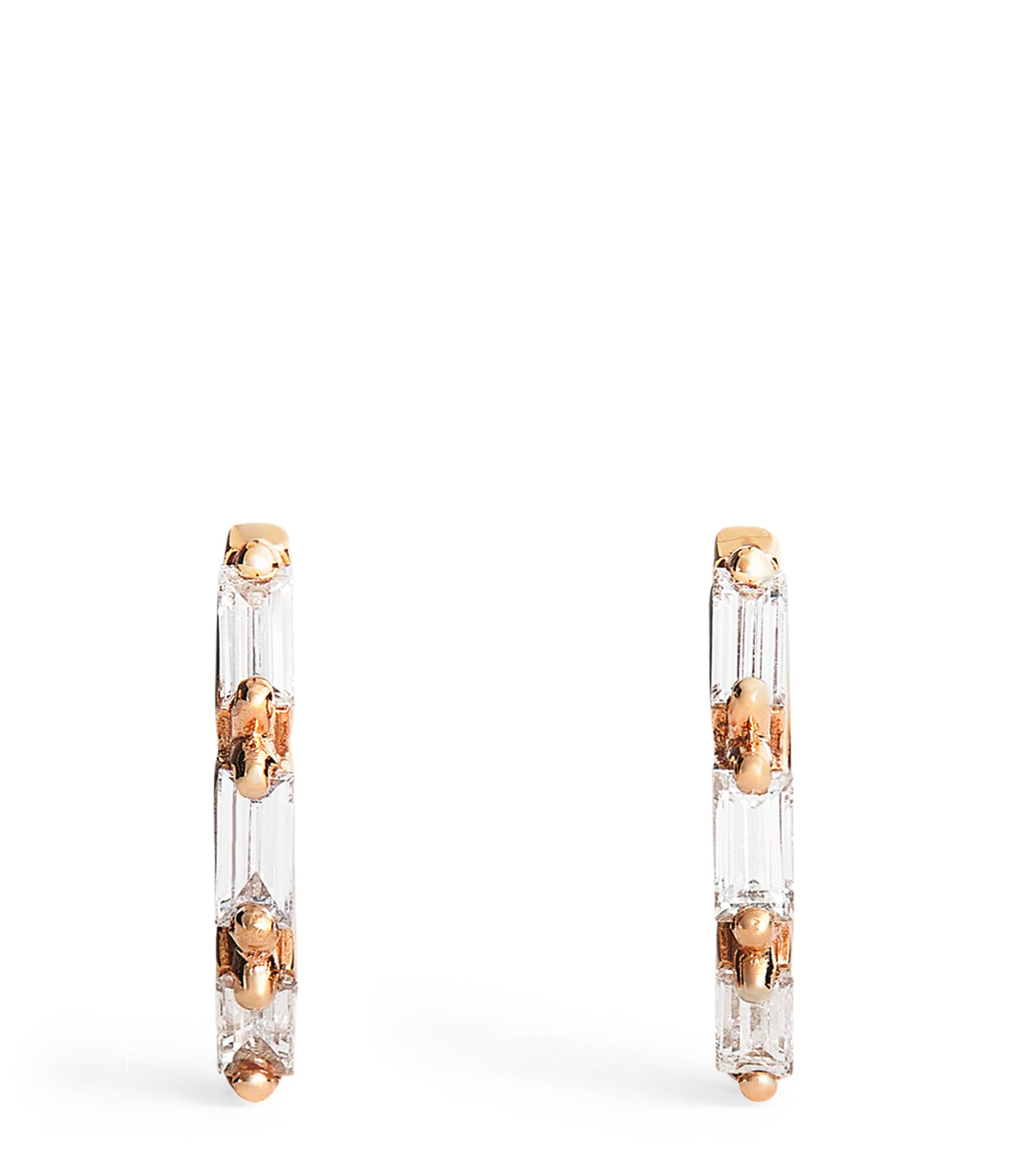 Rose Gold and Diamond Bold Huggie Earrings 18K RG/WD Image 3