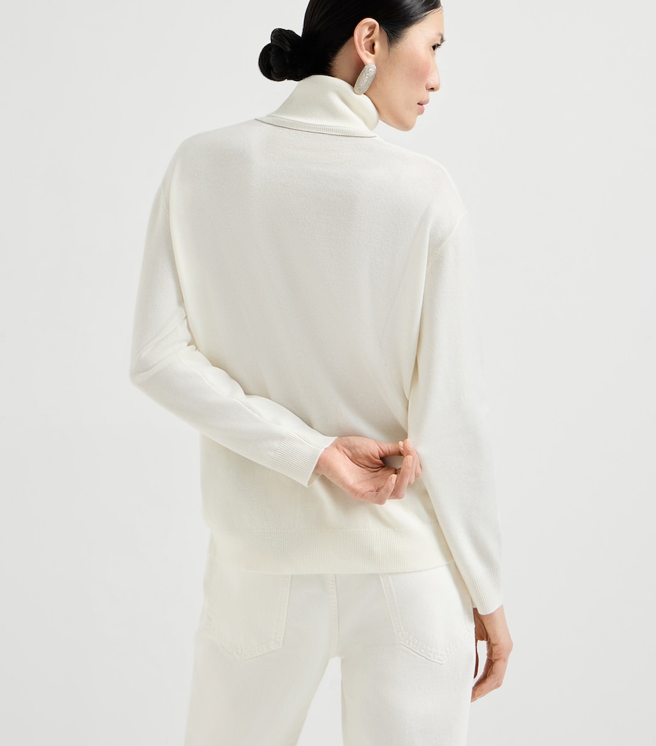 Brunello Cucinelli Womens Cashmere Monili-Trim Rollneck Sweater Image 5