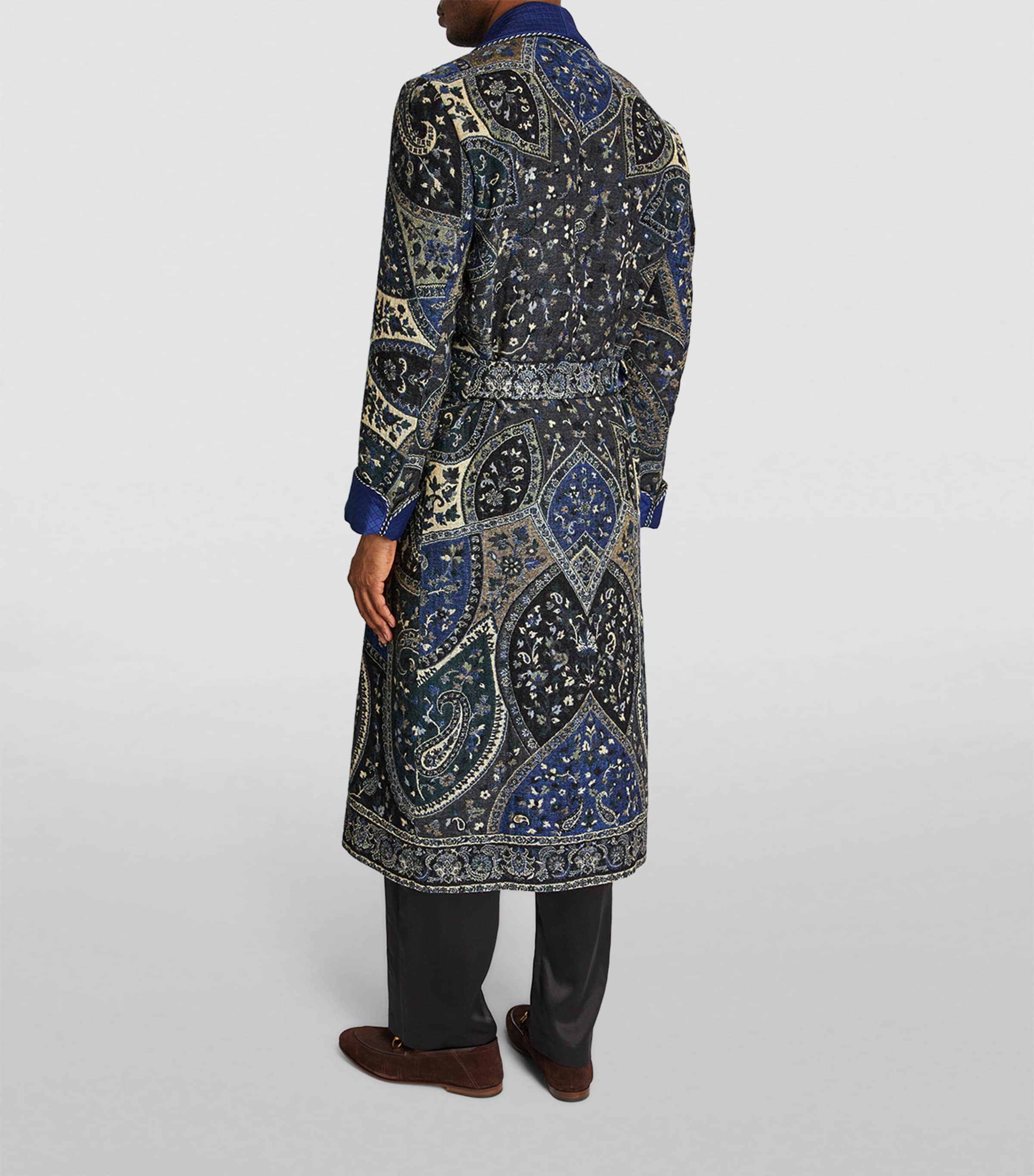 Paisley Jacquard Dressing Gown GREY BLUE Image 3