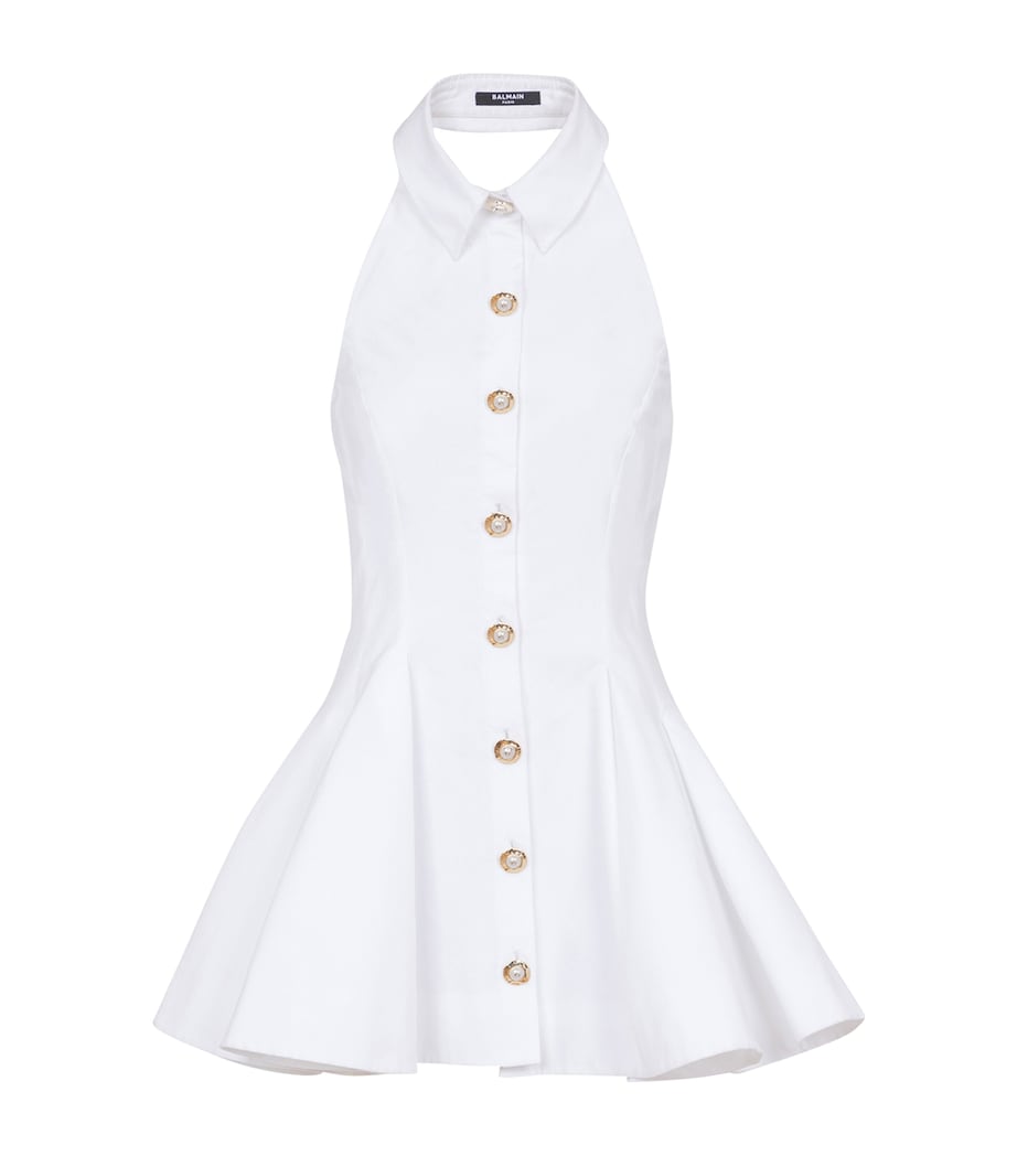 Cotton Poplin Backless Mini Dress 0FA BLANC Image 1