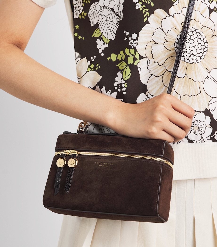Tory Burch Suede Romy Clutch Bag Dark Cocoa Image 2