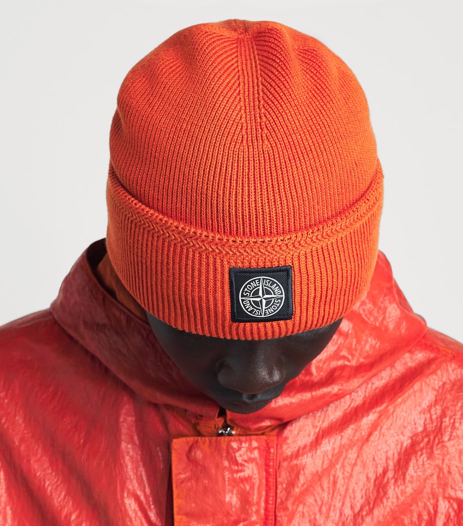 Stone Island Cotton Compass Patch Beanie Image 2