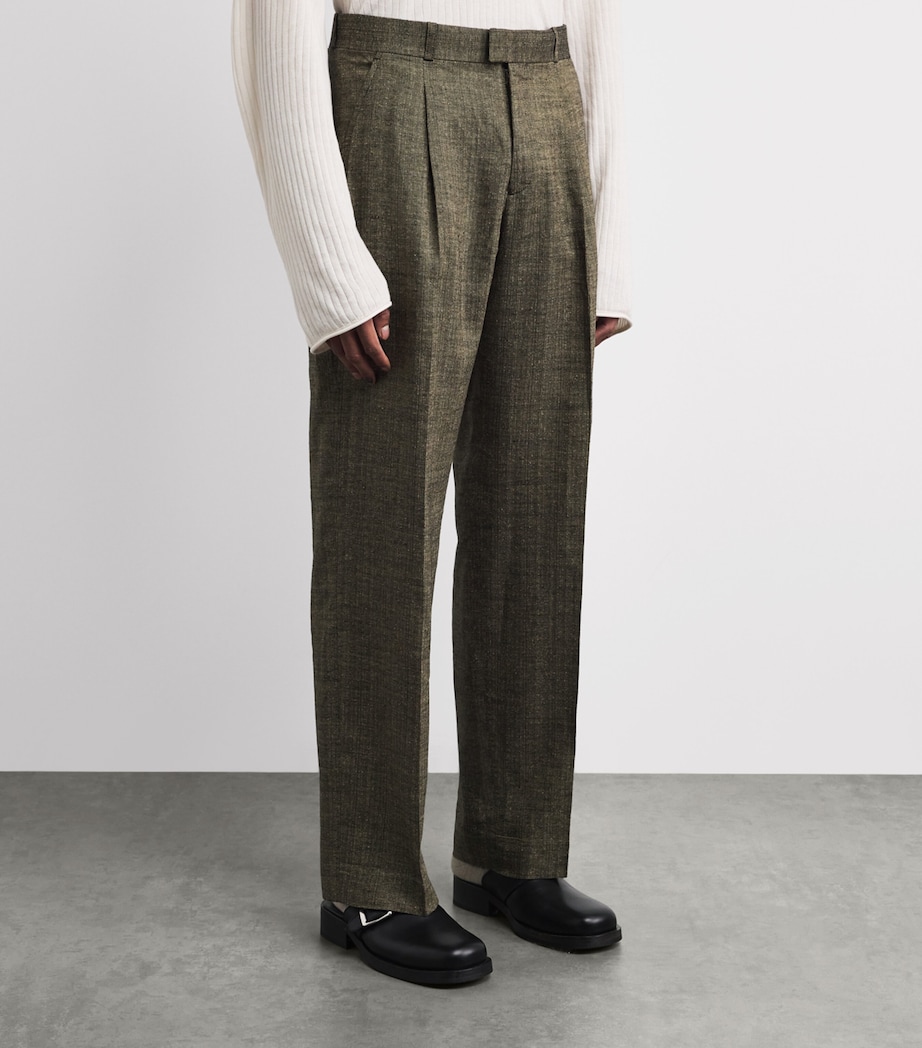 Our Legacy Mens Linen-Silk-Cotton Slack Straight Trousers Deep Husk Image 4