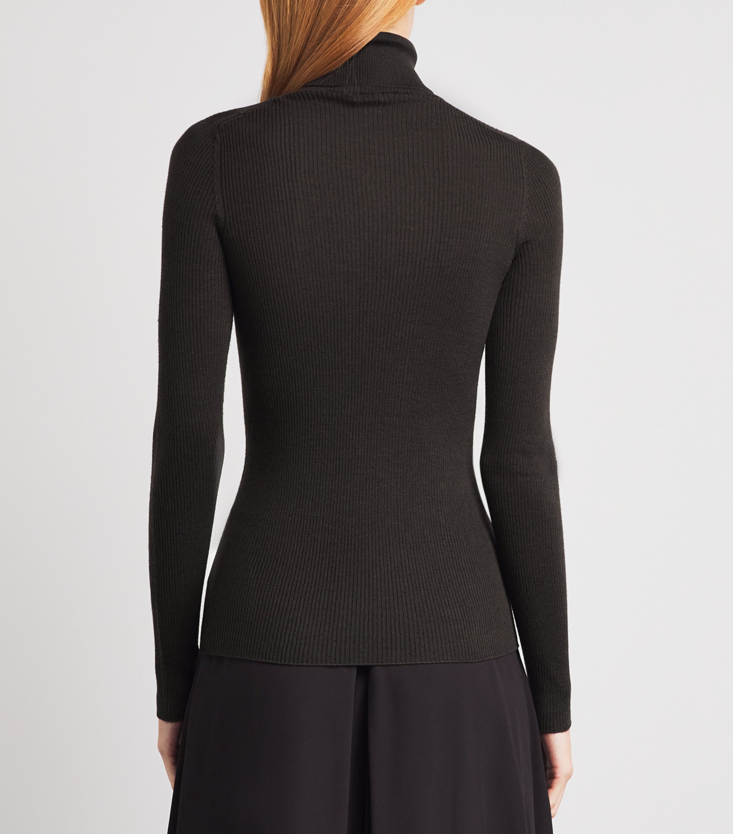 Agnona Womens Wool-Silk-Cashmere Rollneck Sweater Brown Ebony Image 5