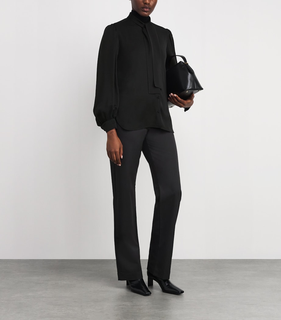 Silk Pussybow Blouse BLACK Image 2