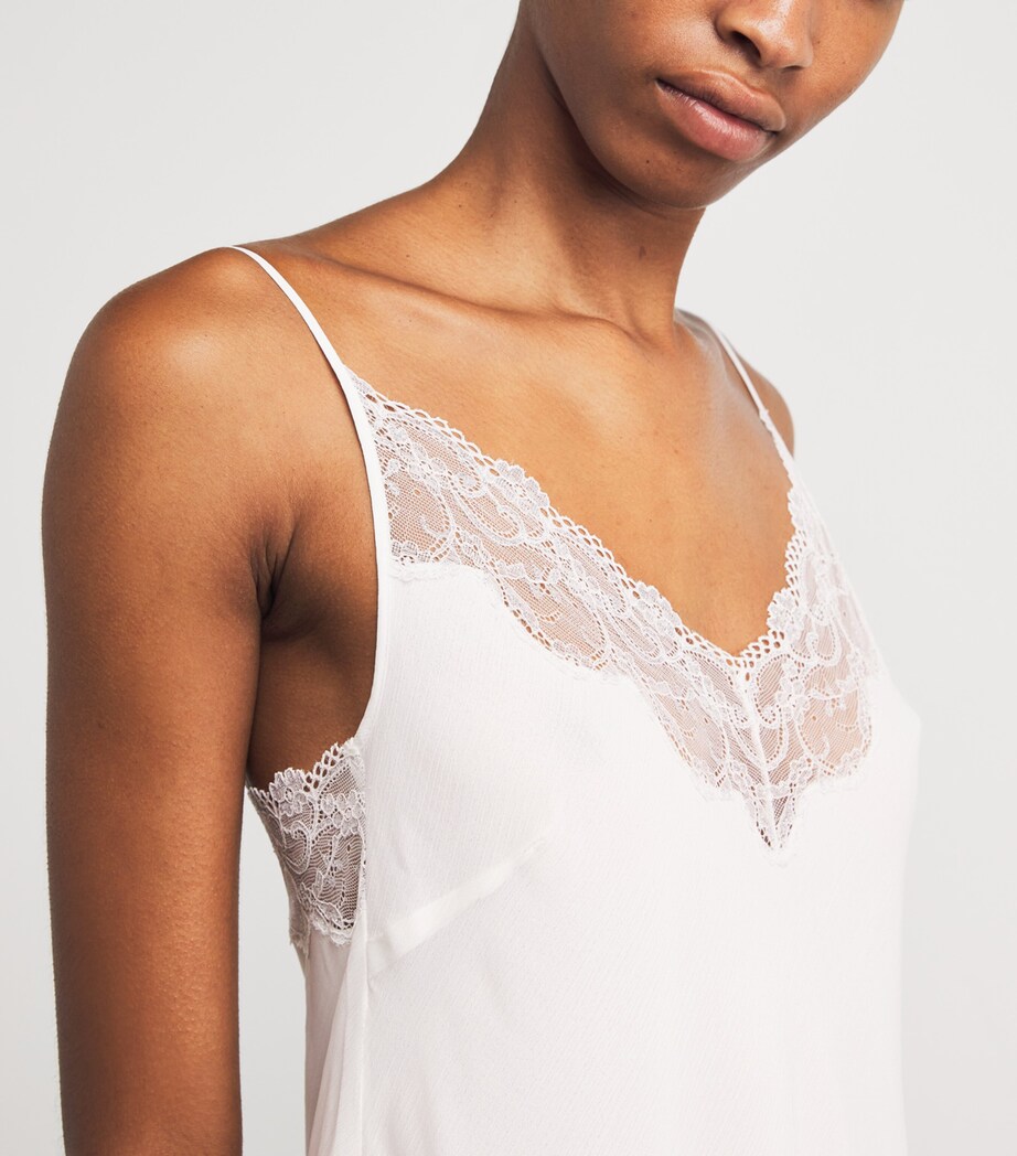 Silk Chiffon Lace-Trim Elora Nightdress OFF WHITE/SILVE Image 6