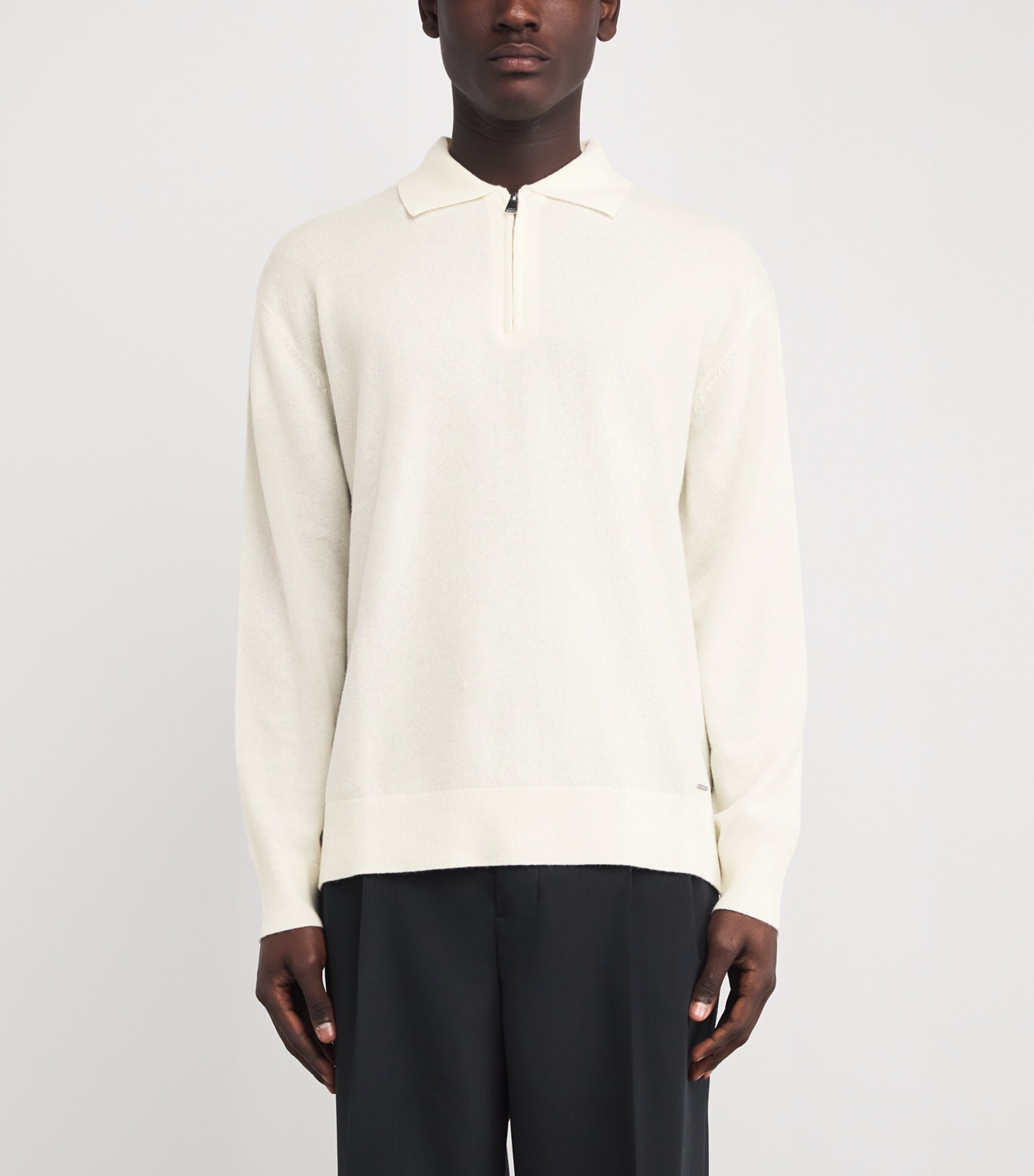 Simkhai Mens Cashmere-Blend Klaus Half-Zip Sweater Stucco Image 3
