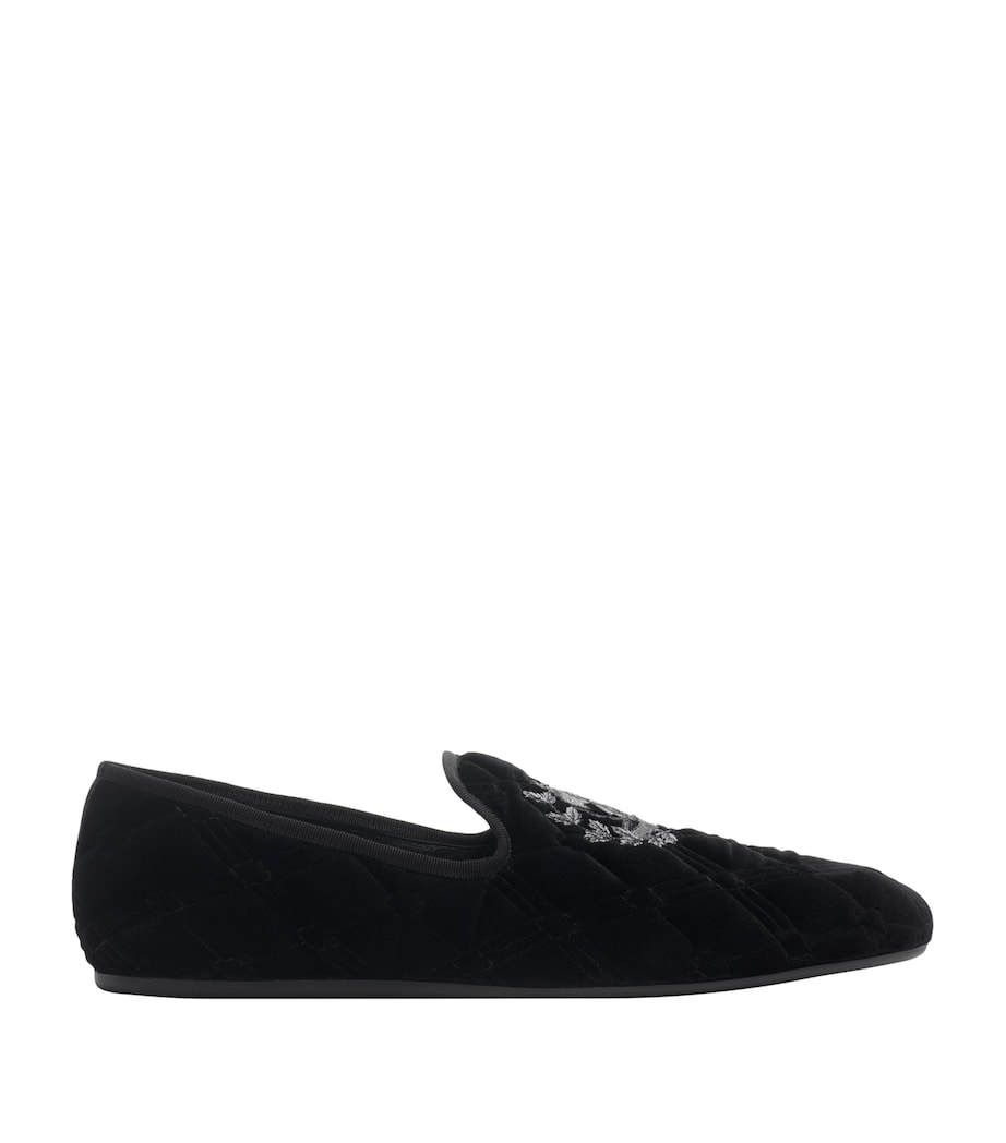 Velvet Quilted Estate Slippers BLACK Image 1