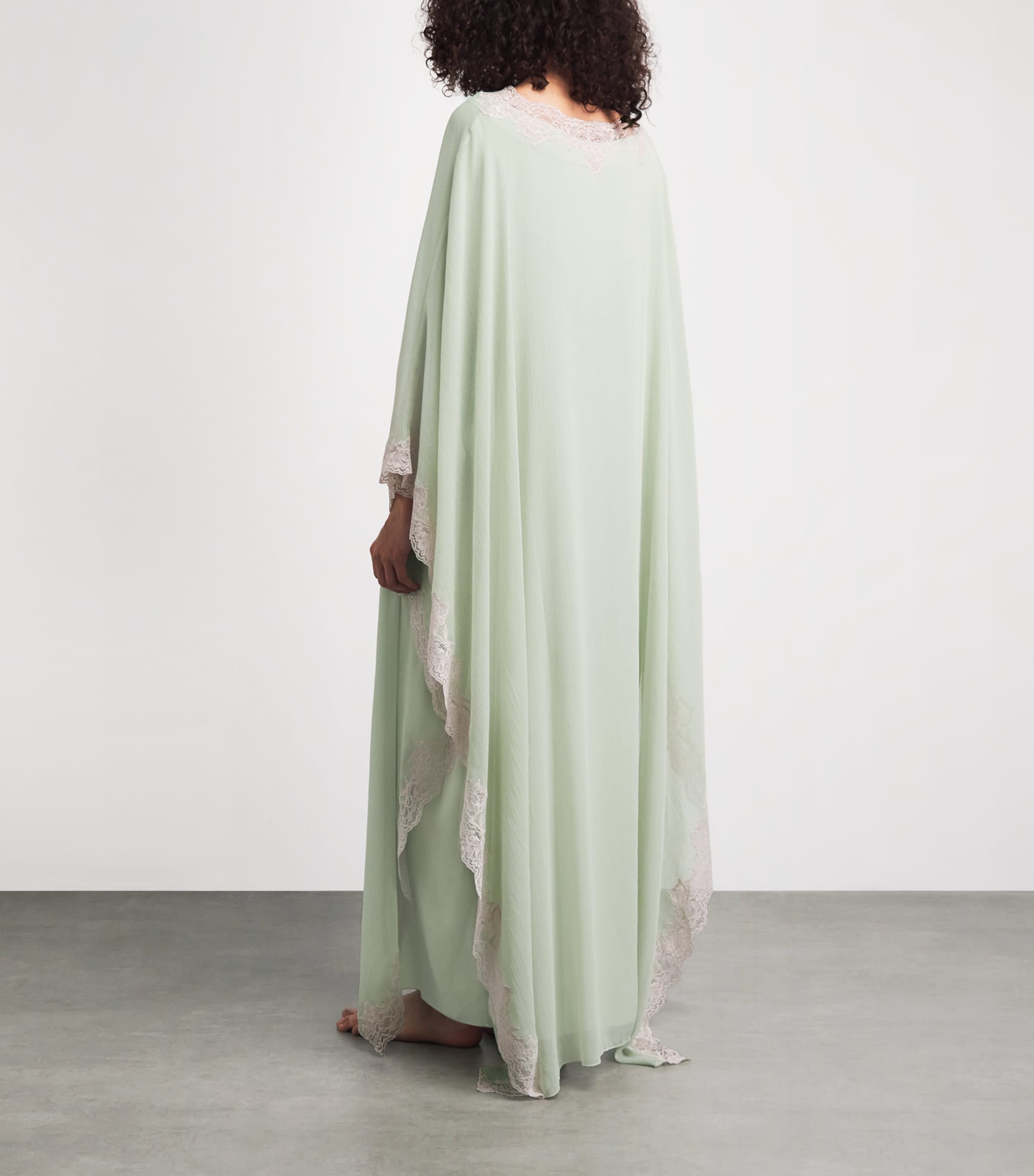 Bocan Womens Silk Chiffon Amara Kaftan Maxi Dress Sage Green Image 4