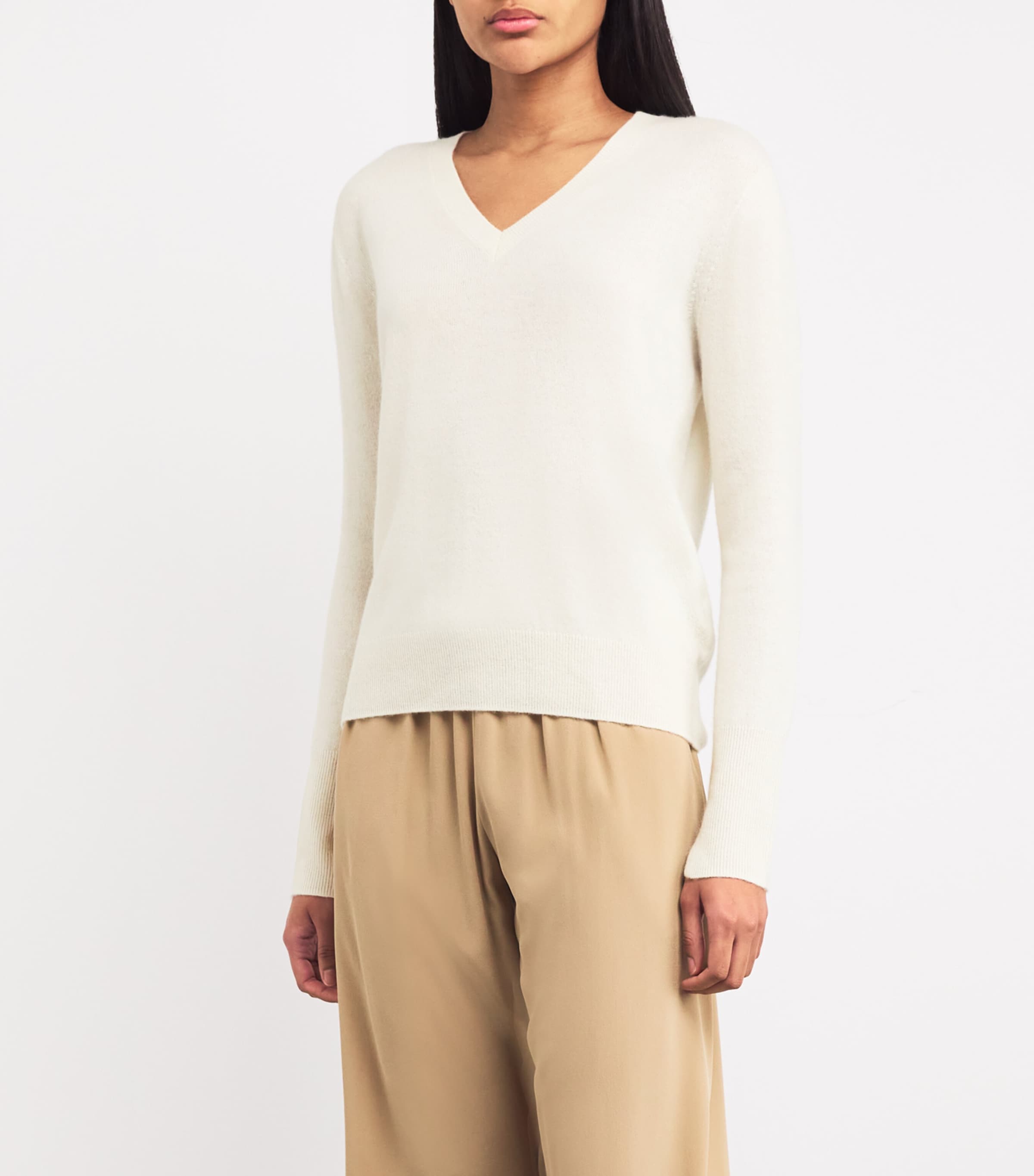 Cashmere V-Neck Sweater IVORY Image 3