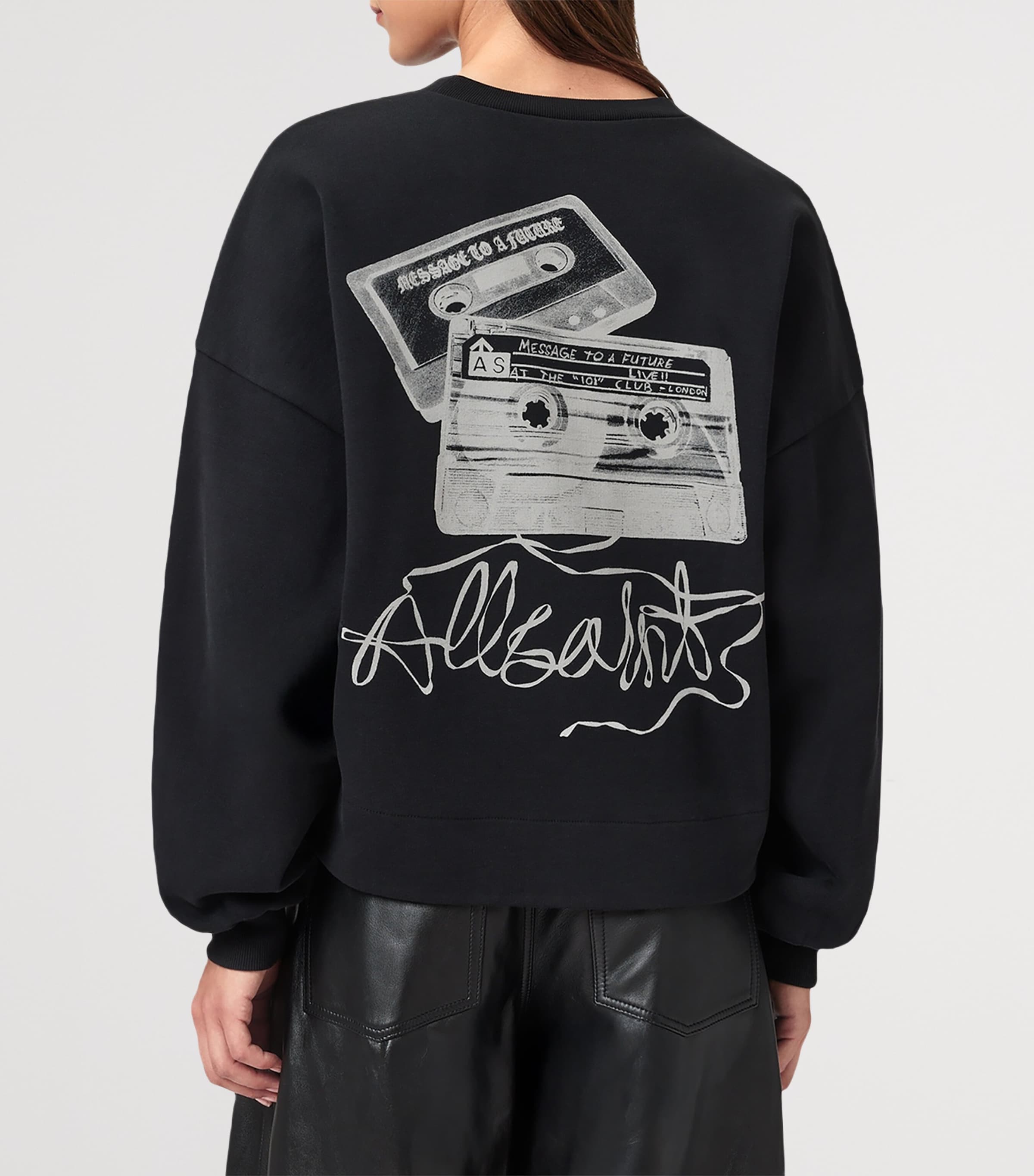 AllSaints Womens Reel Print Lila Sweatshirt Washed Black Image 5