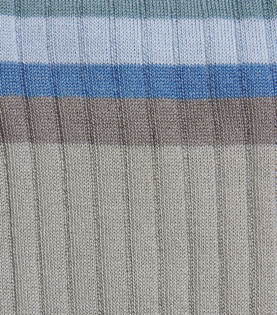 Paul Smith Mens Ribbed Stripe Socks Blue Image 2