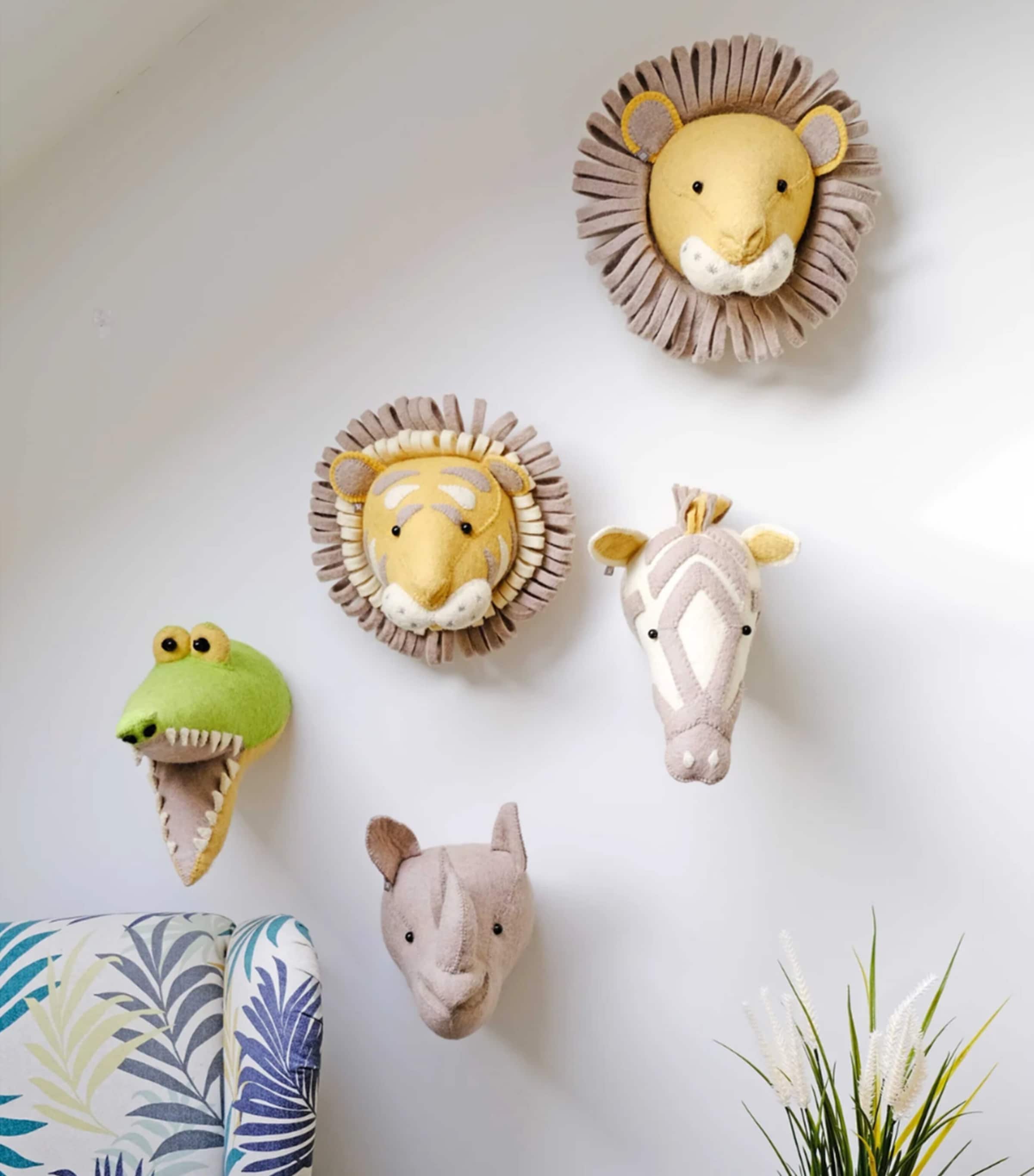 Mini Organic Wool Tiger Head Decoration (25cm) YELLOW Image 2