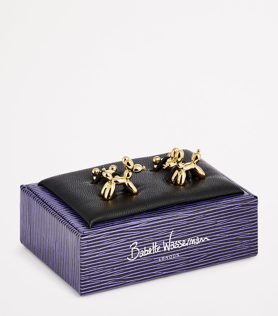 Babette Wasserman Gold-Plated Balloon Dog Cufflinks Gold Image 3