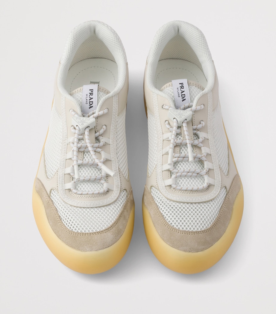 Prada Leather-Mesh Speedrock Sneakers Neutral Image 5