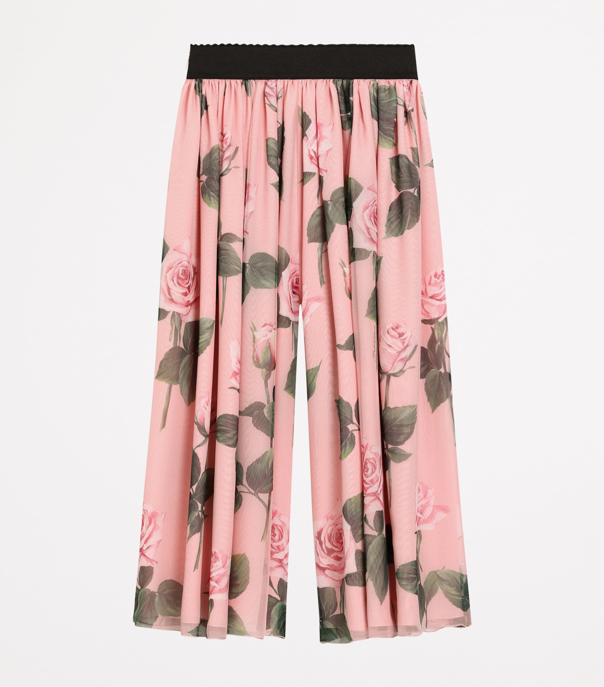 Dolce&Gabbana Kids Silk Chiffon Floral Trousers (8-12+ Years) Rose Image 2
