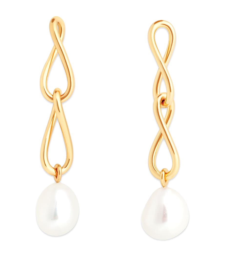 Gold-Plated Silver and Pearl Drop Earrings GOLD Image 1