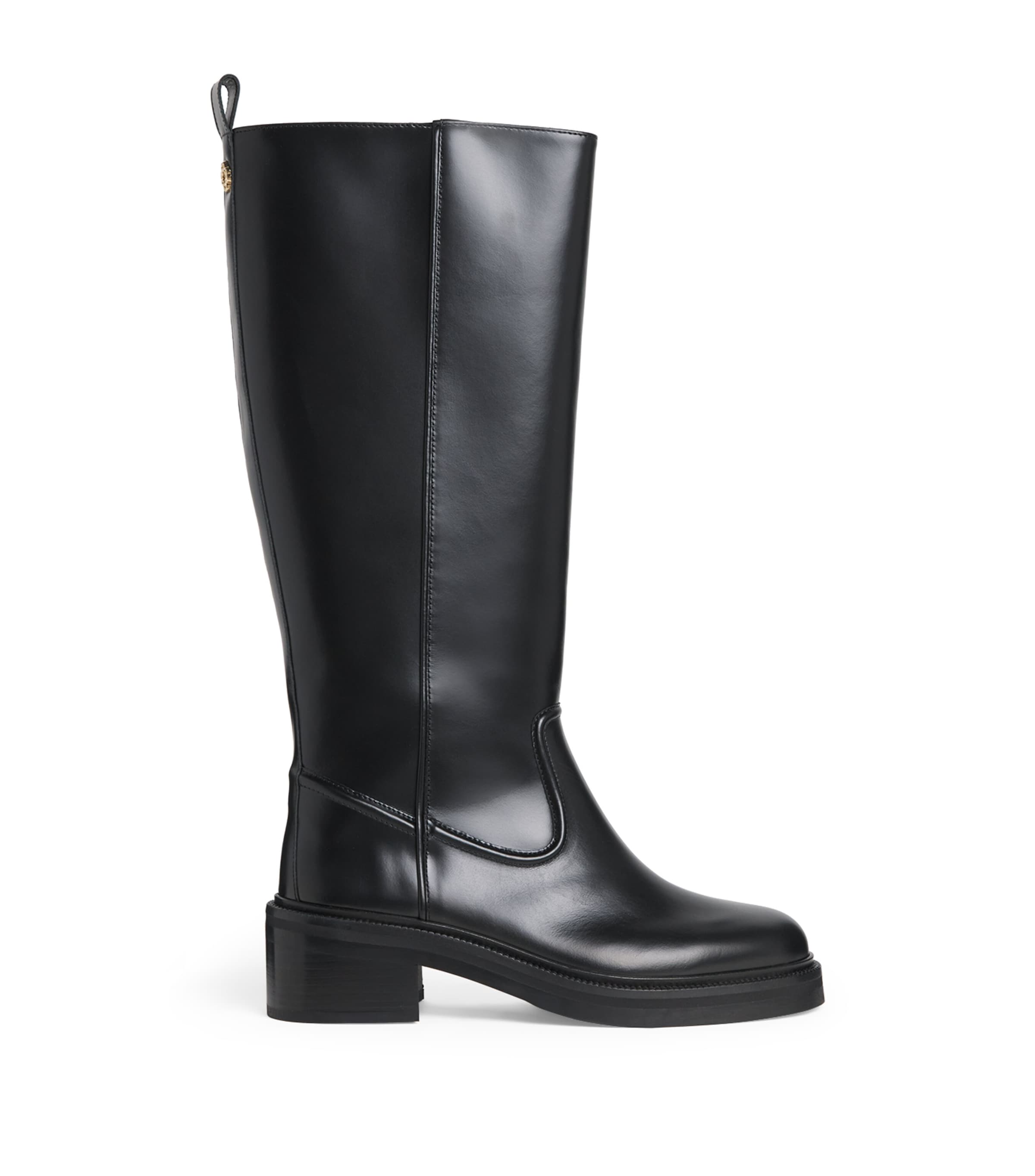 Maje Leather Knee-high Boots In Black
