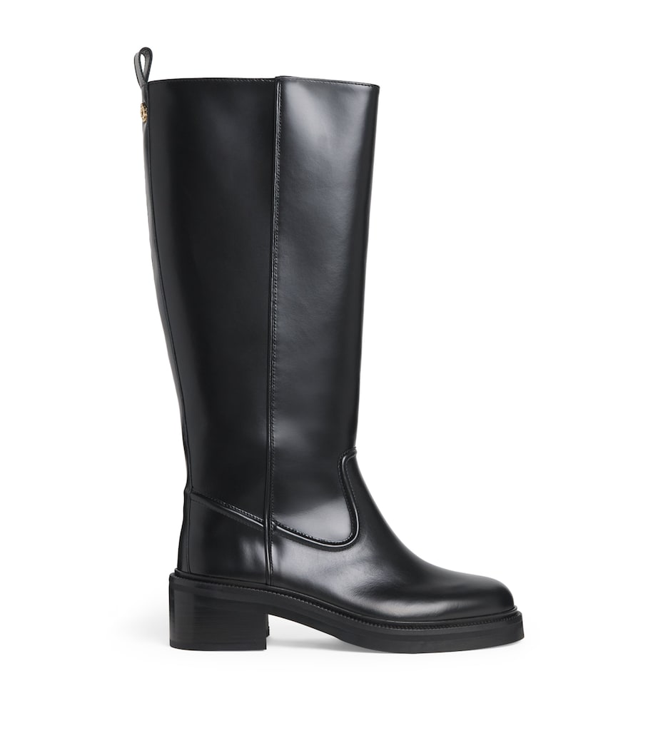 Leather Knee-High Boots BLACK Image 1