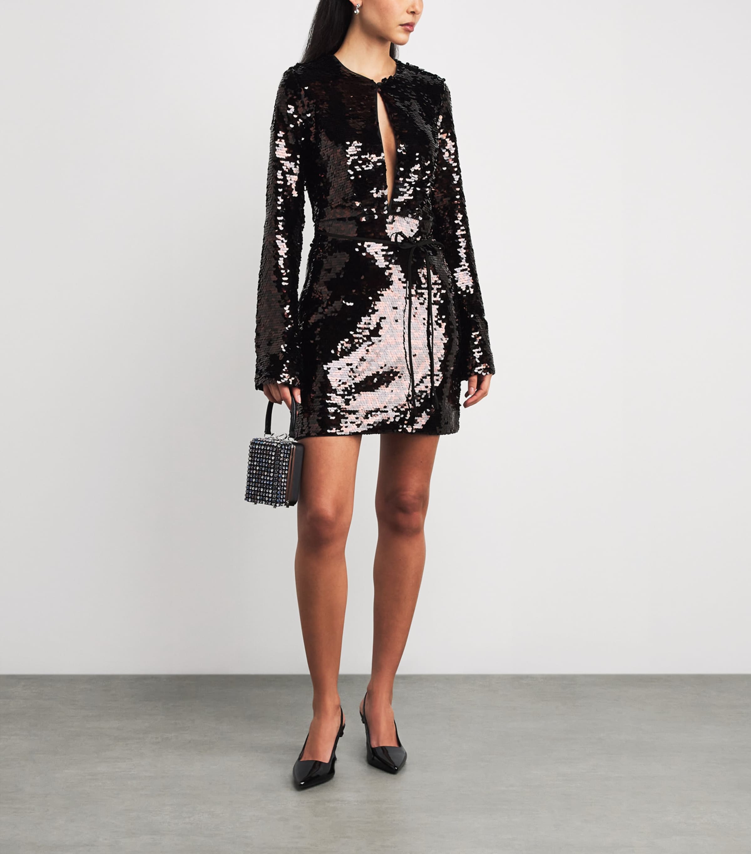 Sequin Fifi Mini Dress ESPRESSO/BLACK Image 2