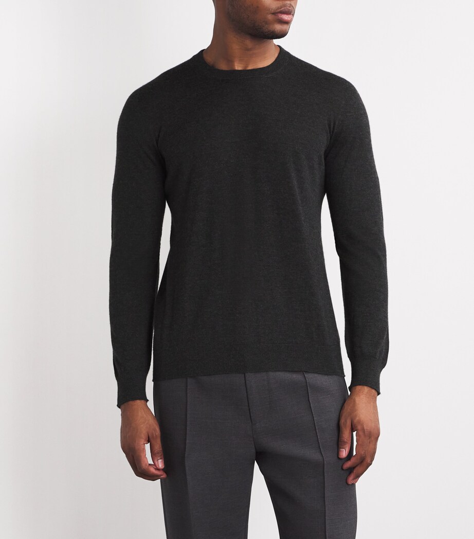 Johnstons Of Elgin Mens Cashmere Crew-Neck Sweater Charcoal Image 3