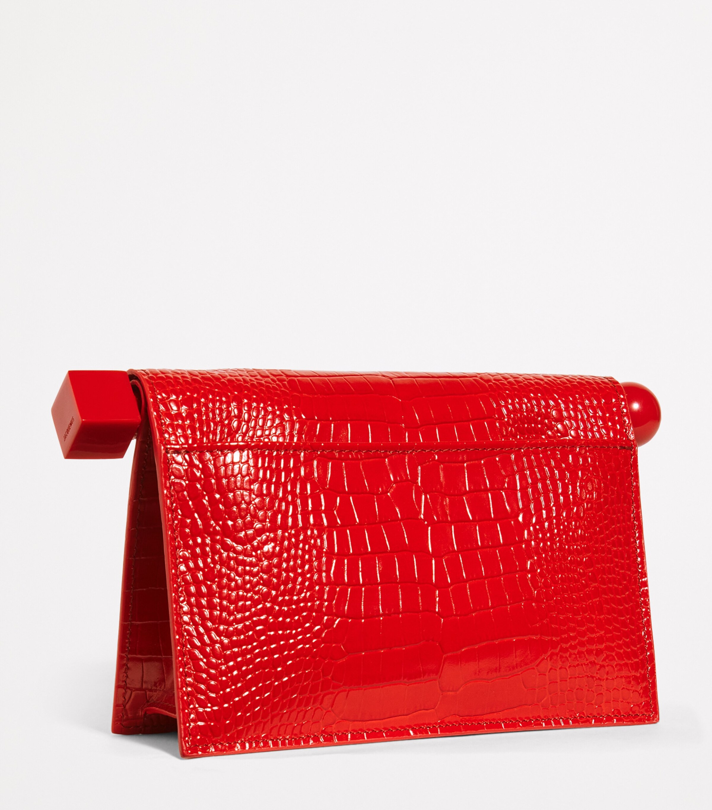 Croc-Embossed Leather La Petite Pochette Clutch Bag 470 RED Image 3