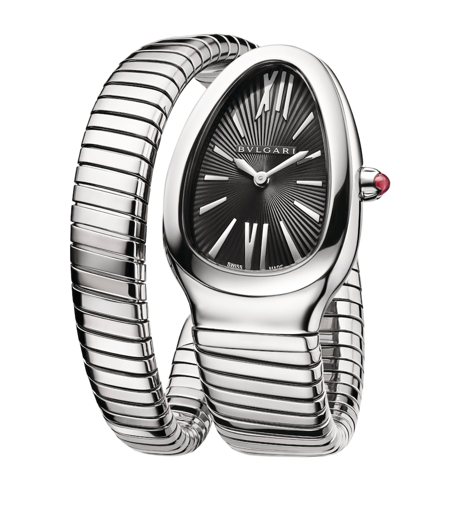 Bvlgari Stainless Steel and Pink Rubellite Serpenti Tubogas Watch 35mm Black Image 3