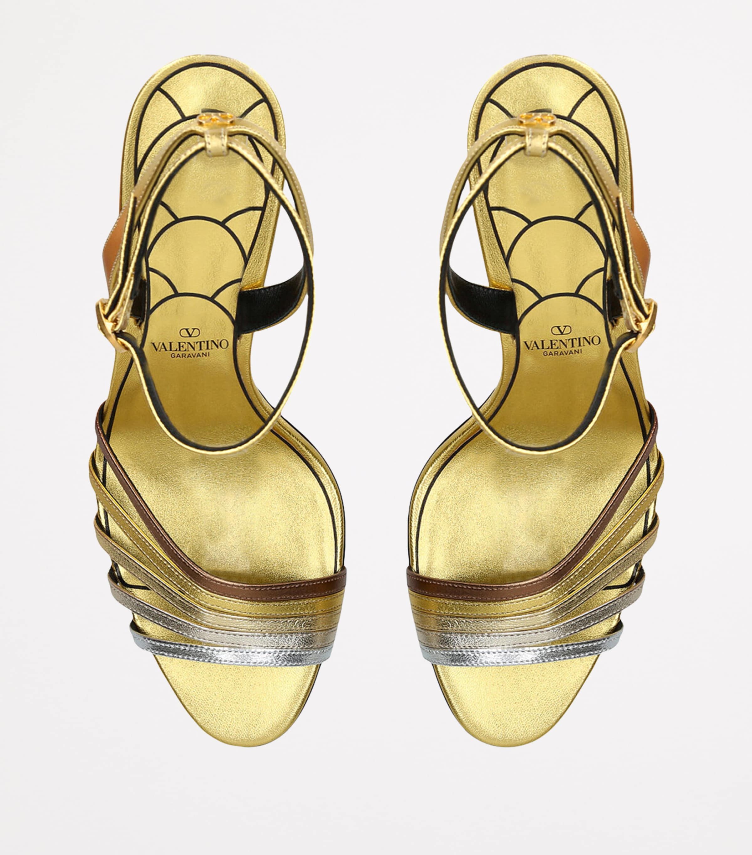 Metallic Crystal Ladycrush Heeled Sandals 85 GOLD COMB Image 4