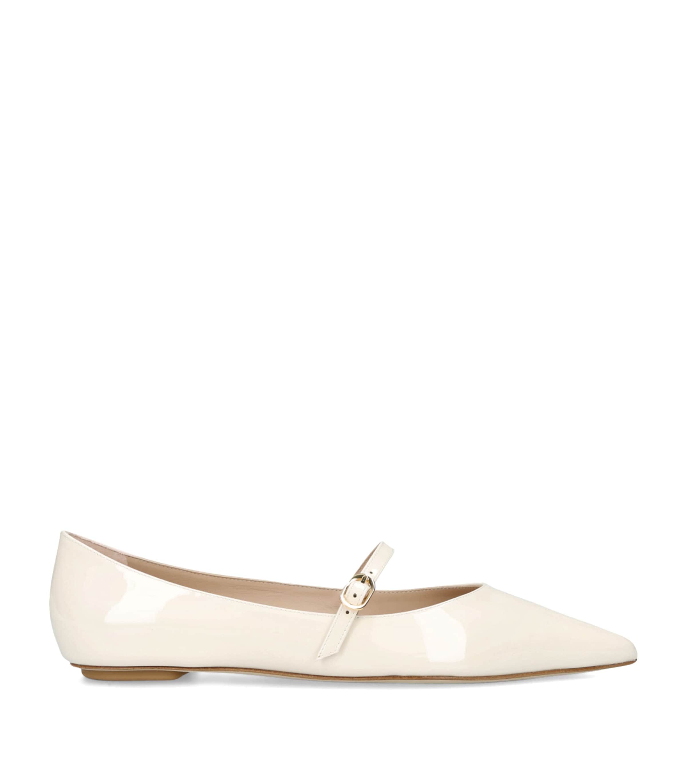 Stuart Weitzman Emilia Mary Jane Flat In White