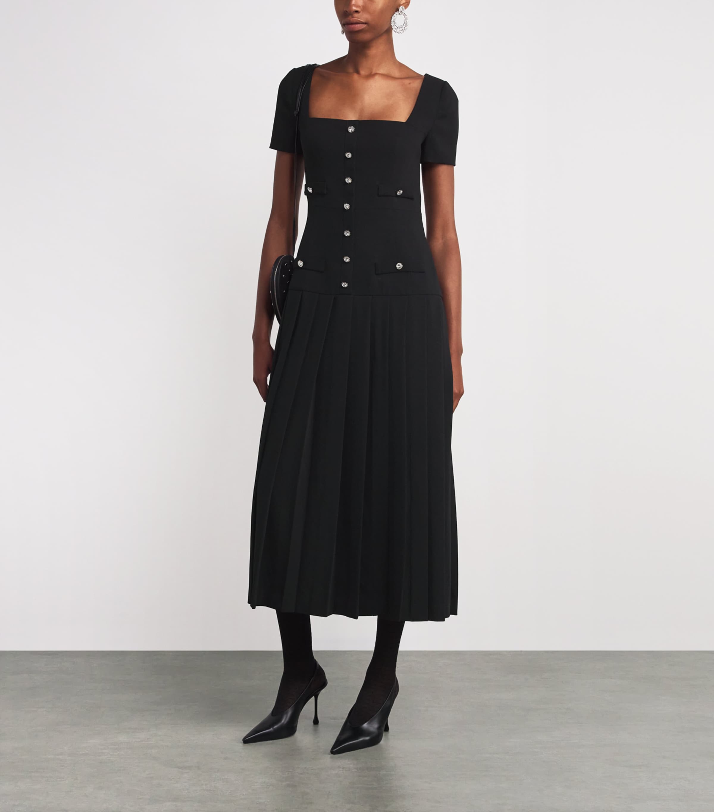 Virgin Wool Midi Dress 0900 BLACK Image 2