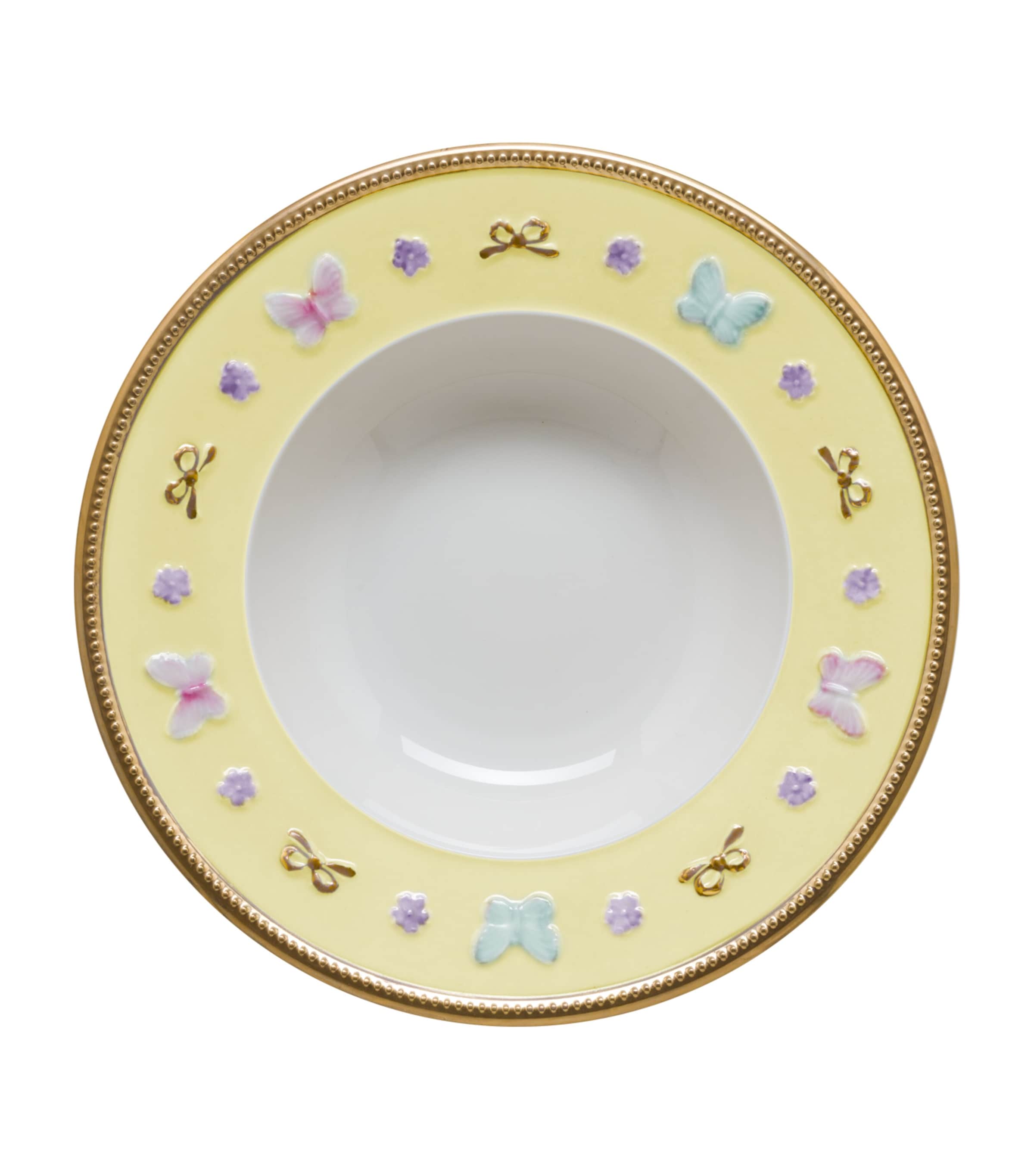 Villari Blooming Butterfly Soup Bowl In Yellow